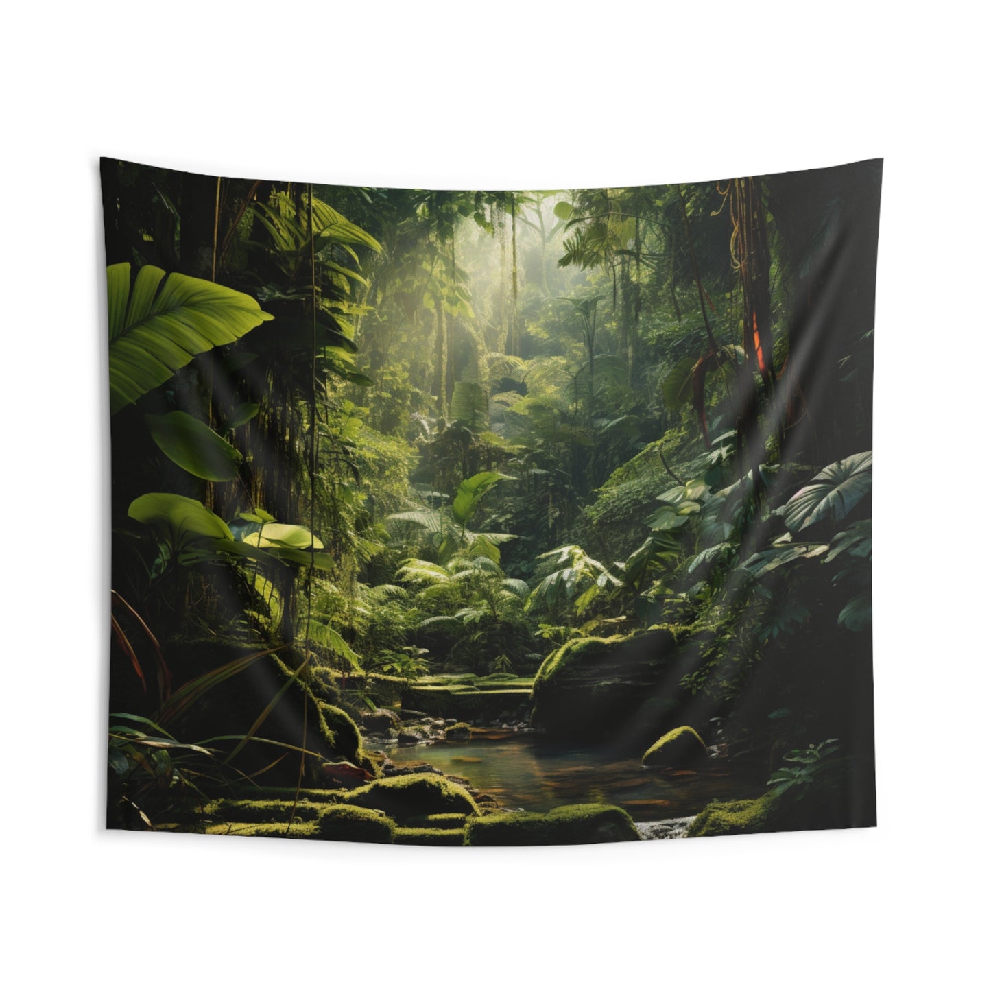 Rainforest Jungle Tapestry, Green Nature Wall Art Hanging Cool Unique Landscape Aesthetic Large Small Decor Bedroom College Dorm Room Starcove Fashion
