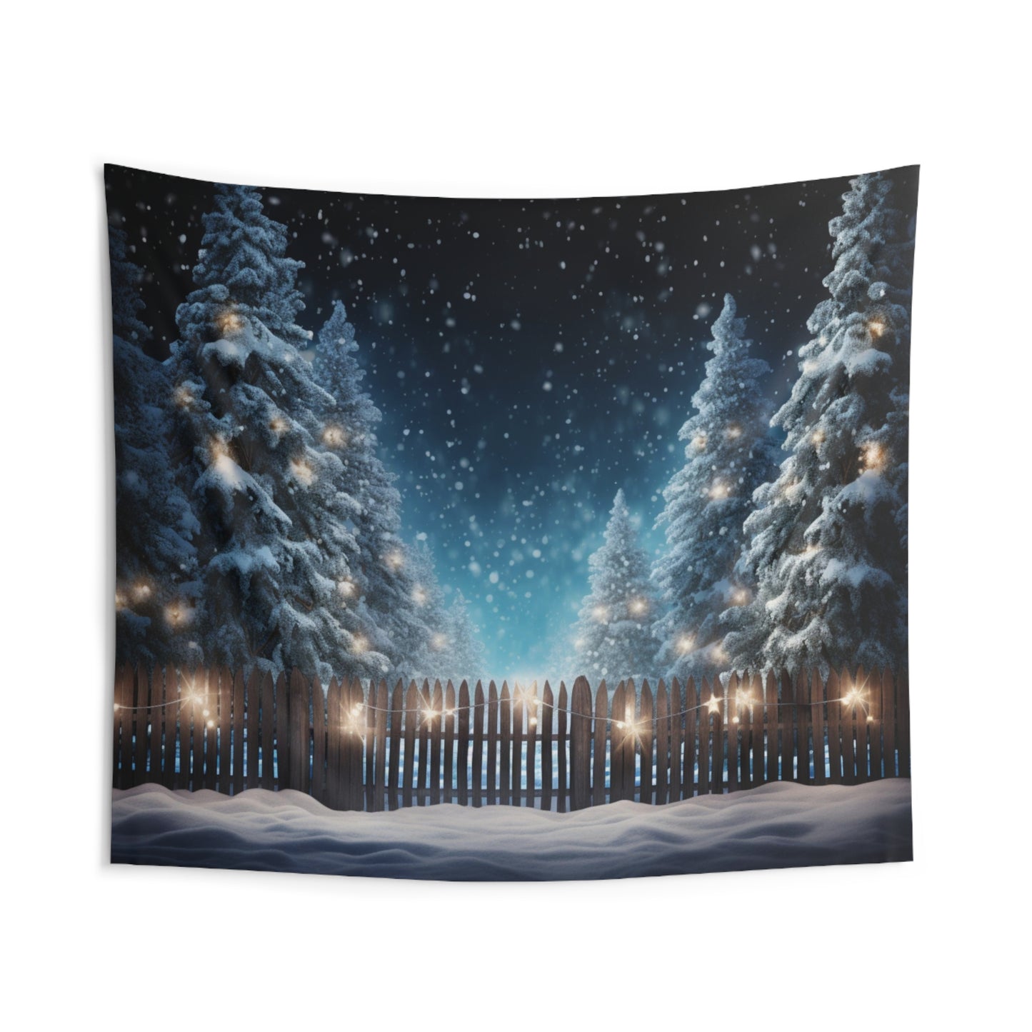Christmas Trees Tapestry, Snow Lights Xmas Wall Art Hanging Cool Unique Landscape Aesthetic Large Small Decor Bedroom College Room Starcove Fashion
