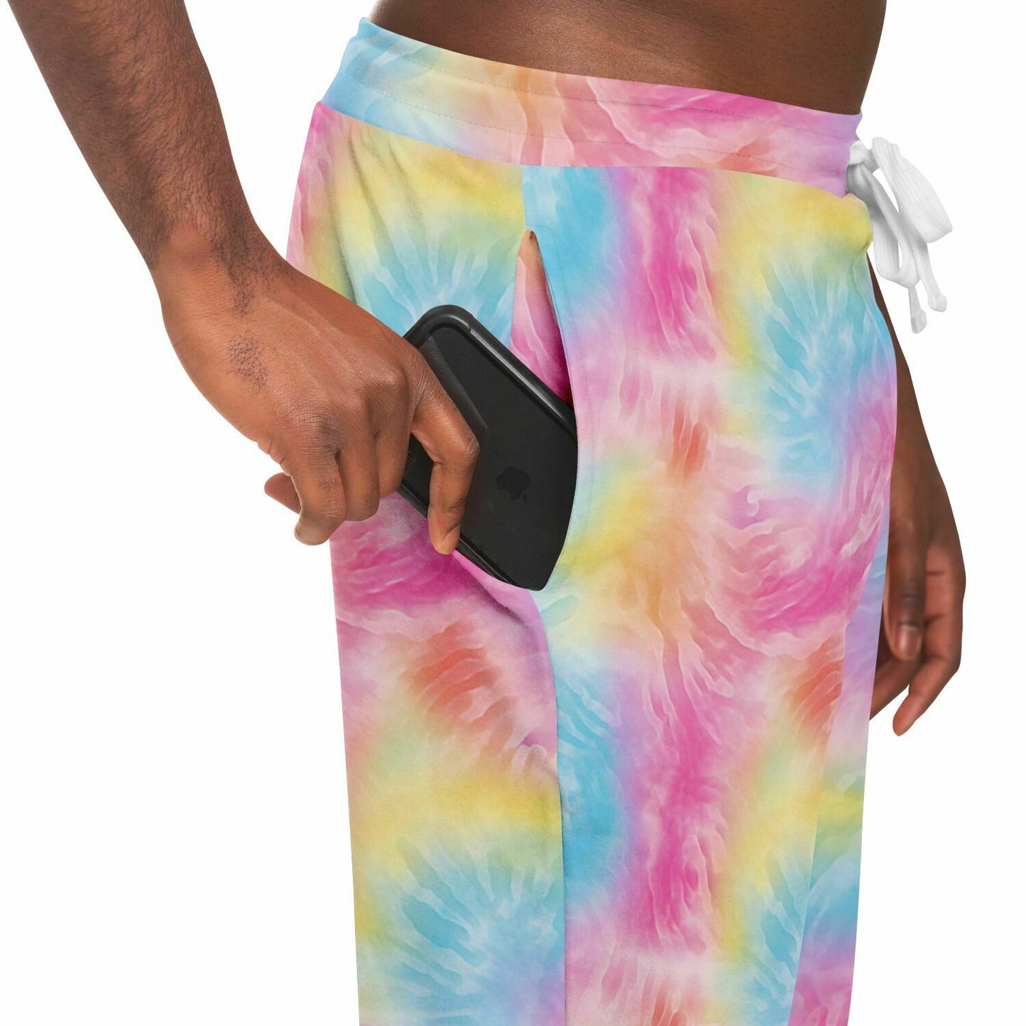 Pastel Rainbow Tie Dye Joggers Sweatpants Pockets, Pink Women Men Female Ladies Fleece Comfy Sweats Pants Loungewear Bottoms Starcove Fashion