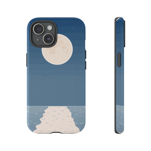 Full Moon Tough Phone Case, Blue iPhone 15 14 13 Pro Max 12 11 8 Plus X XR XS Samsung Galaxy S22 Google Pixel Cover