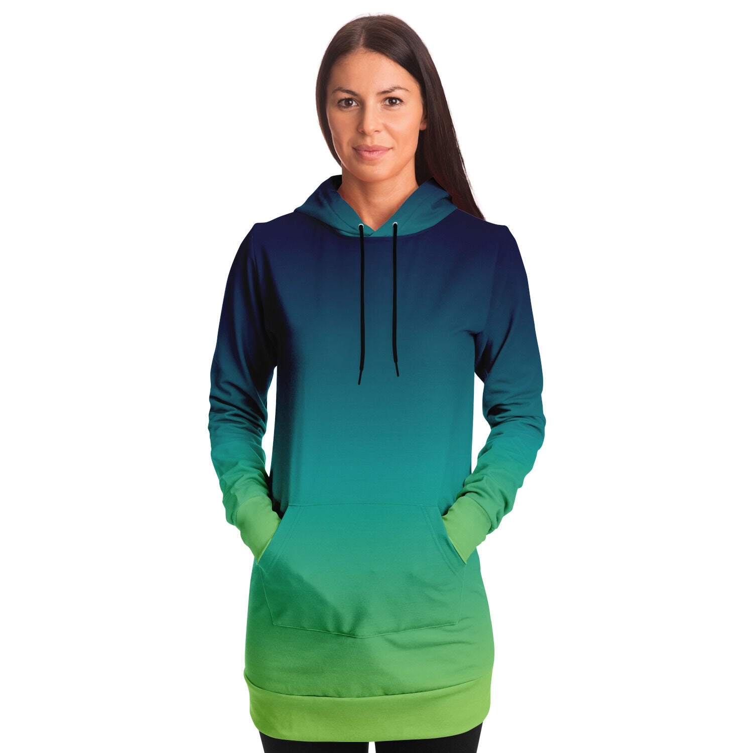 Green Blue Ombre Hoodie Dress, Tie Dye Gradient Women Ladies Long Sleeve Sexy Winter Cotton Hooded Sweatshirt Plus Size Dress Pockets 2XL Green Blue Ombre Hoodie Dress, Tie Dye Gradient Women Ladies Long Sleeve Sexy Winter Cotton Hooded Sweatshirt Plus Size Dress Pockets 2XL
