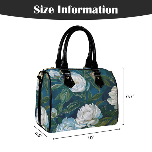 Peonies Art Shoulder Purse, Floral Flowers Botanical Waterproof Leather Handbag Print Small Mini Bag Vegan Women Ladies Designer Crossbody