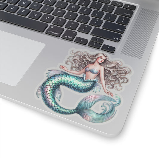 Mermaid Sticker, Scales Fish Tail Green Watercolor Decal Art Vinyl Laptop Cute Waterbottle Car Waterproof Bumper Clear Small Large Die Cut