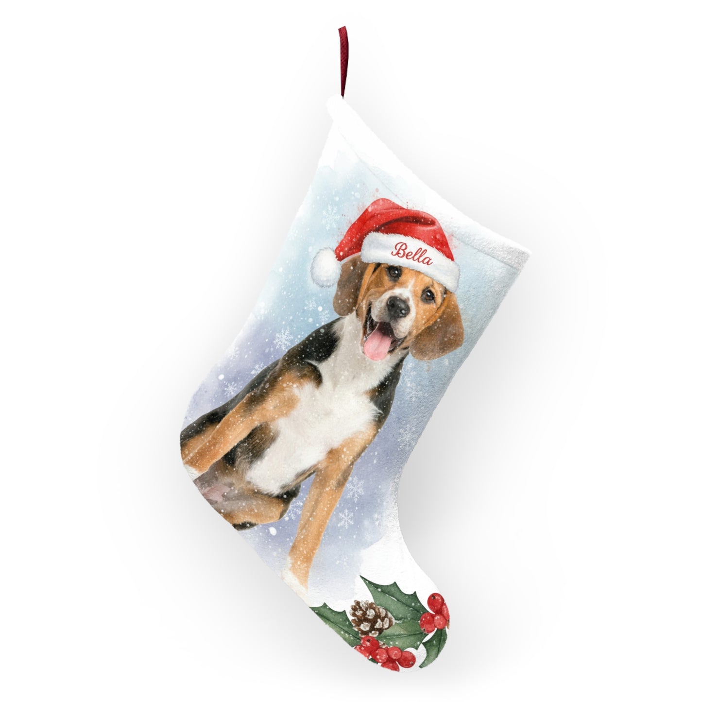 Custom Pet Christmas Stockings, Photo Cat Dog Puppy Portrait Personalized Name Snowflake Santa Claus Sock Xmas Vintage