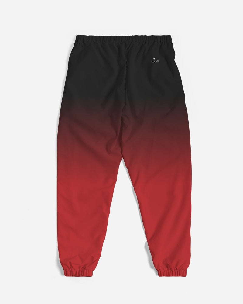 Black Red Ombre Men Track Pants, Gradient Tie Dye Zip Pockets Quick Dry Mesh Lining Festival Elastic Waist Windbreaker suit Joggers Bottoms