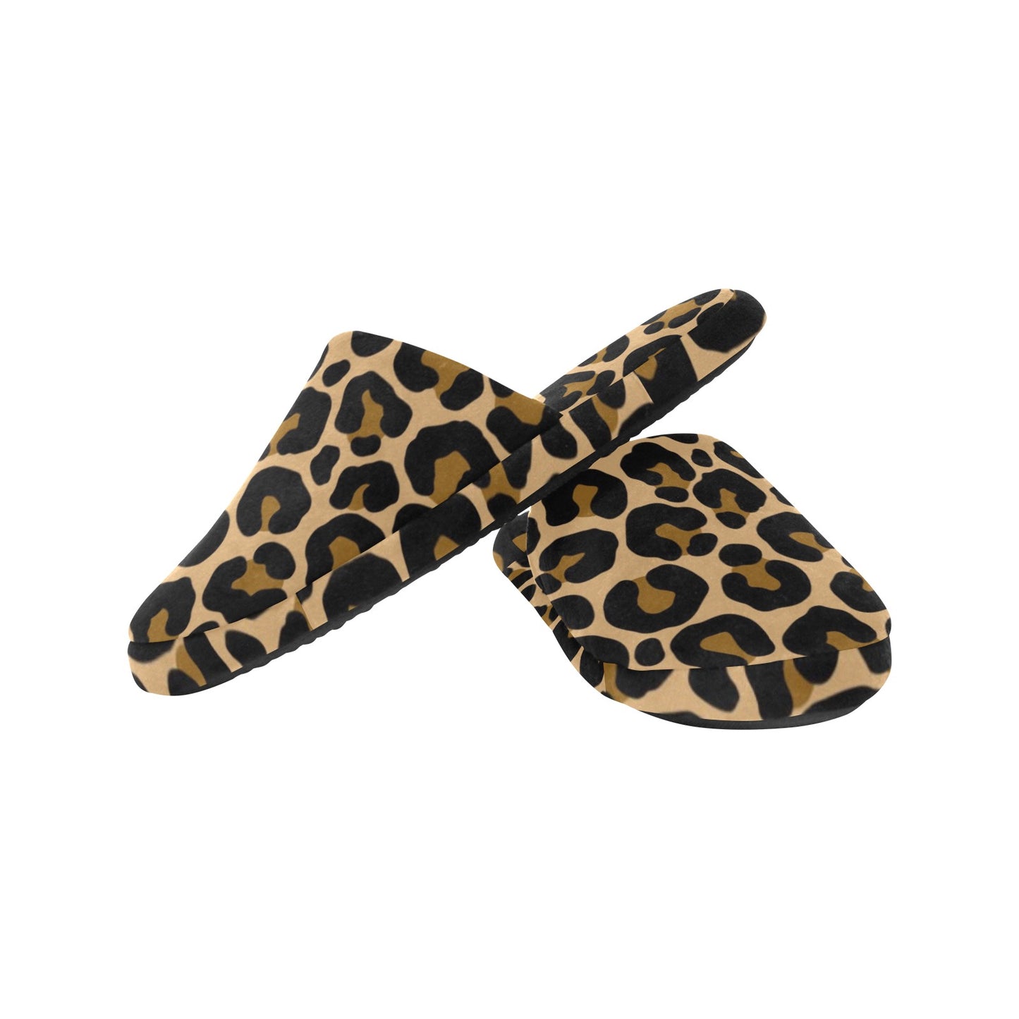 Leopard Women's House Slide Slippers, Animal Print Brown Cheetah Handmade Bedroom Cozy Winter Non Slip Bedroom Footwear Shoes Gift for Her