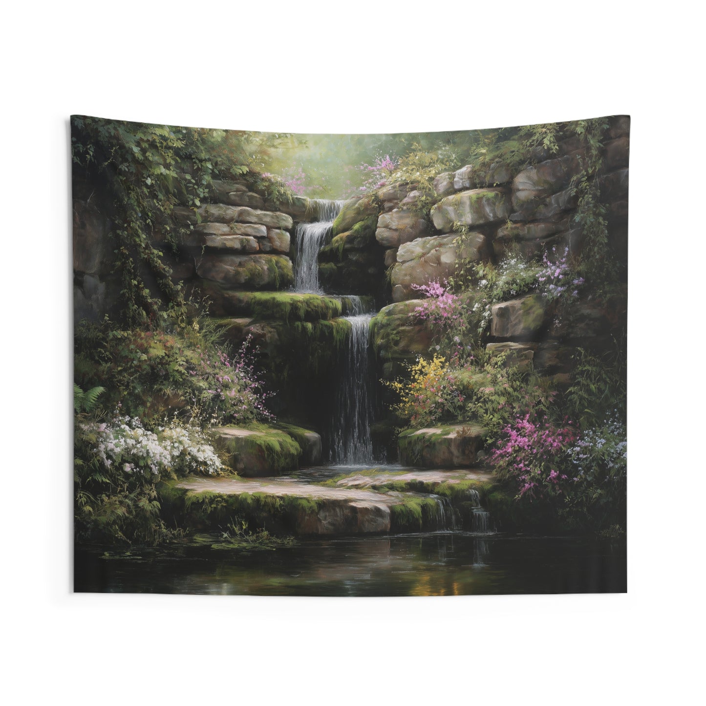 Garden Tapestry, Waterfall Nature Escapism Wall Art Hanging Cool Unique Landscape Aesthetic Large Small Decor Bedroom College Dorm Room - Starcove Fashion
