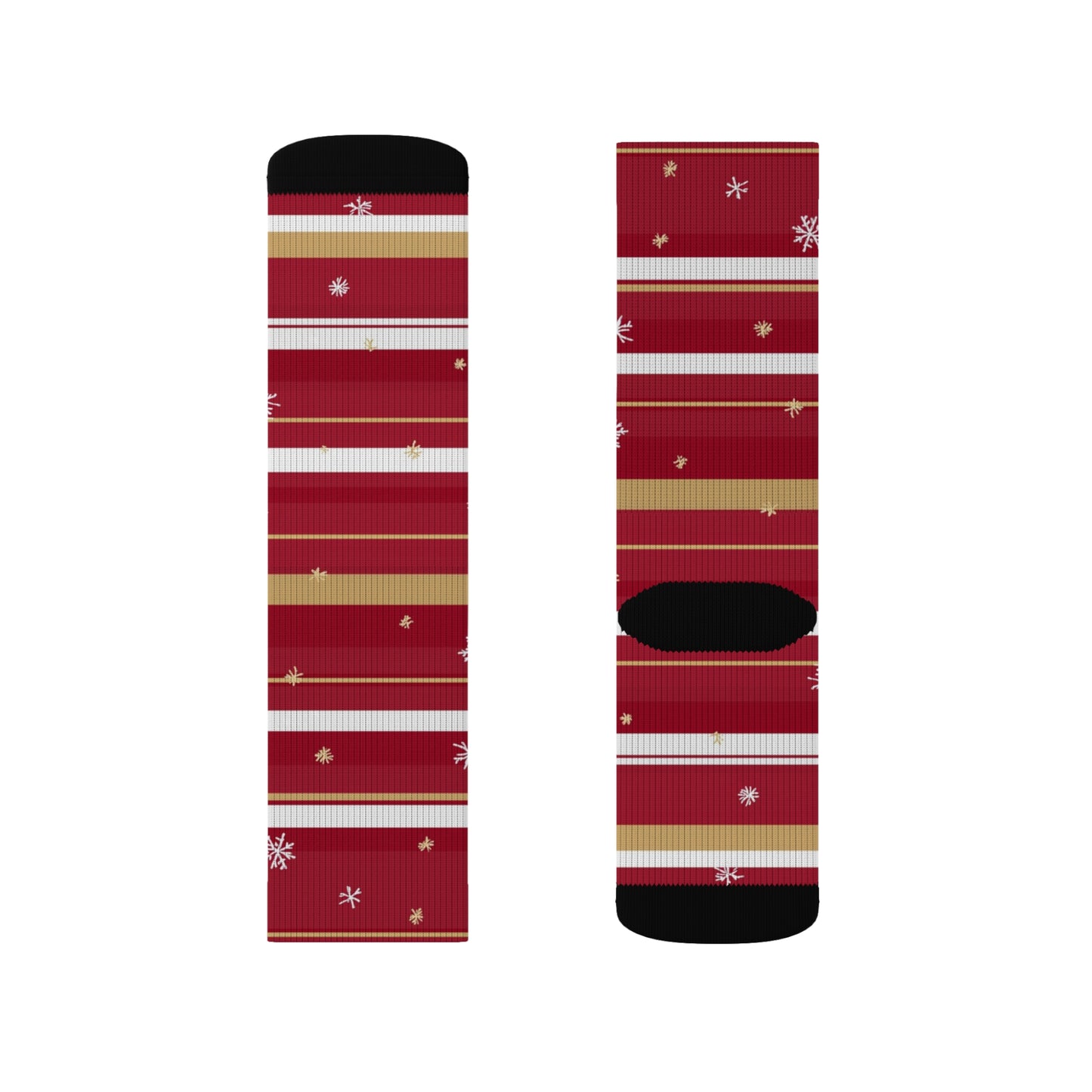 Candy Cane Stripe Socks, Snowflake Red White Christmas Crew Sublimation Women Men Designer Fun Novelty Cool Casual Cute Unique Dress