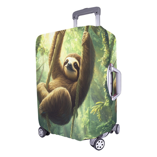 Sloth Luggage Cover, Animal Forest Nature Green Aesthetic Print Suitcase Hard Bag Washable Protector Travel Small Large Designer Gift