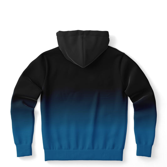 Black Blue Ombre Hoodie, Tie Dye Gradient Pullover Men Women Adult Aesthetic Cotton Hooded Sweatshirt with Pockets Designer Plus Size