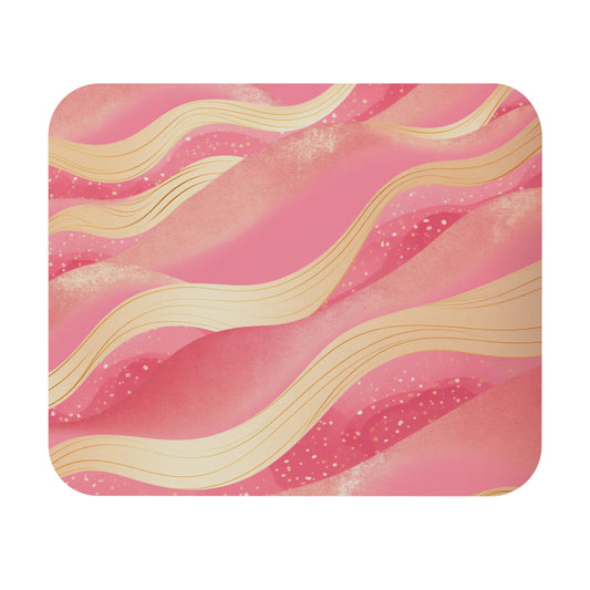Groovy Waves Mouse Pad, Pink Gold Computer Gaming Unique Printed Desk Women Coworker Cool Decorative Aesthetic Office Square Mat