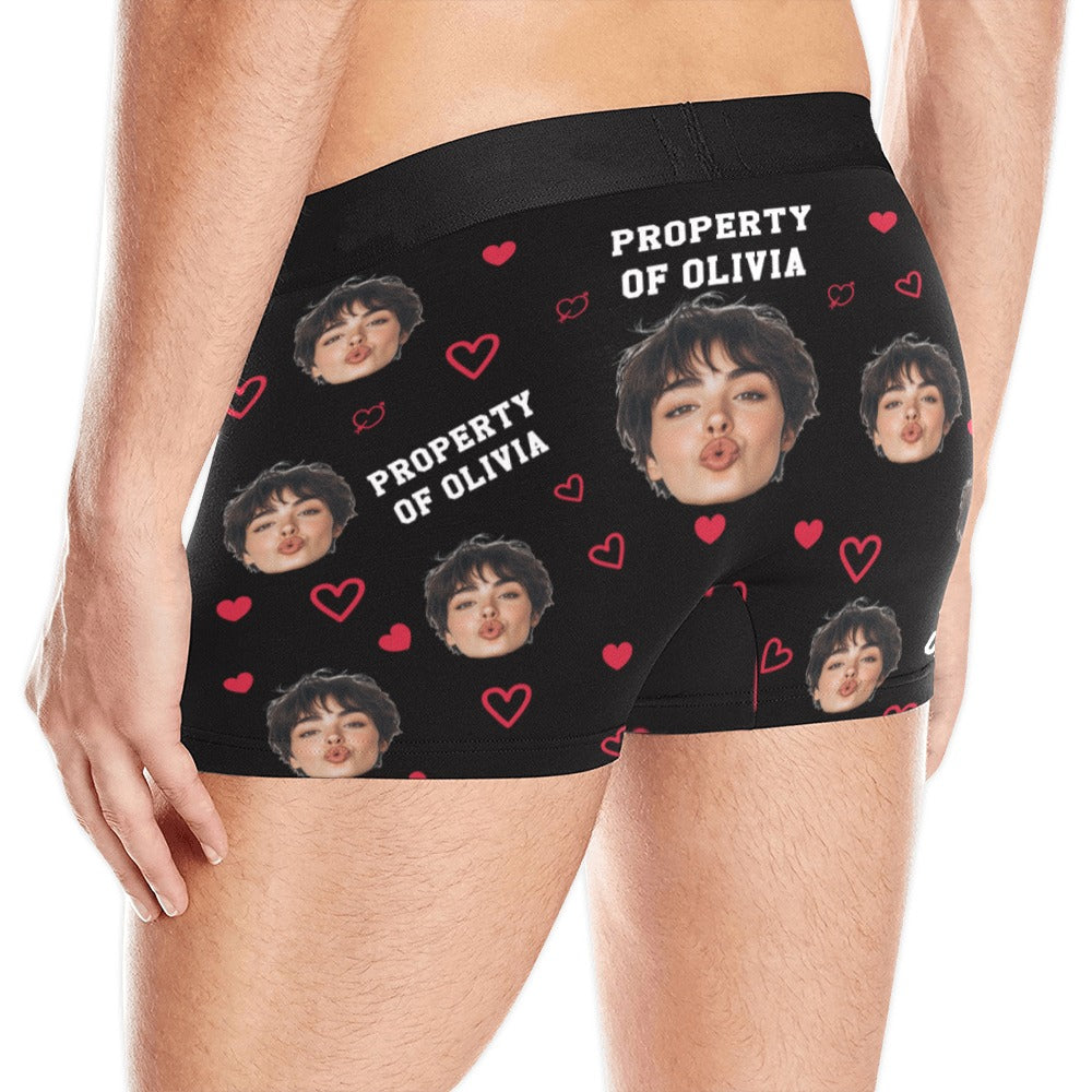 Custom Face Men Underwear, Personalized Property Name Photo Boxer Briefs Funny Gift Husband Boyfriend Groom Anniversary Birthday Valentine