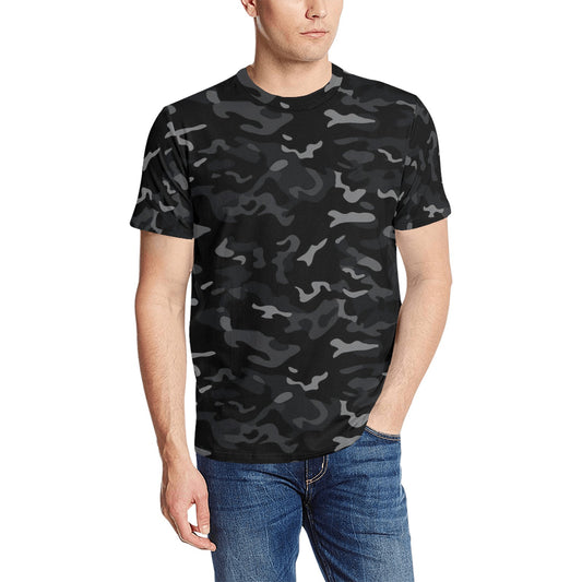 Black Camo TShirt, Grey Camouflage Print Designer Lightweight Crewneck Men Male Women Tee Top Summer Short Sleeve Shirt