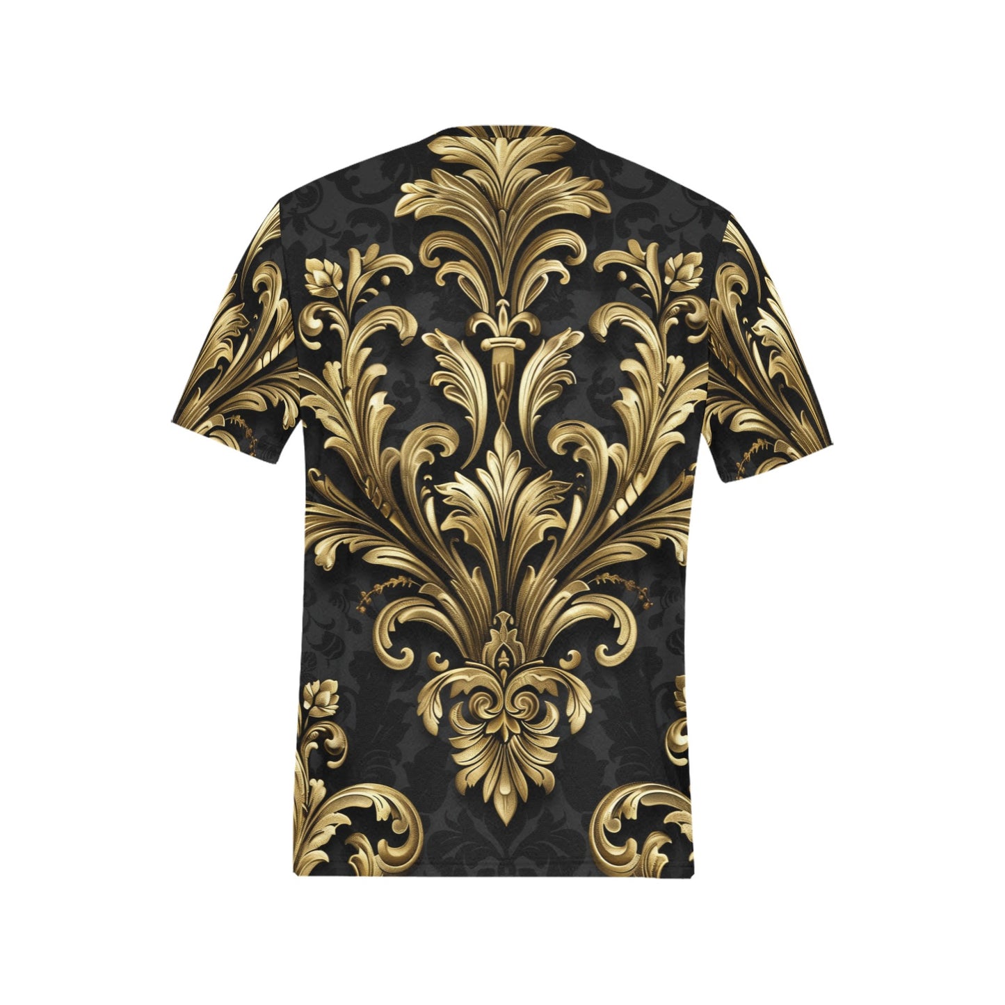 Black Gold Baroque TShirt, Luxury Print Designer Lightweight Crewneck Men Male Women Cool Graphic Tee Top Short Sleeve Shirt