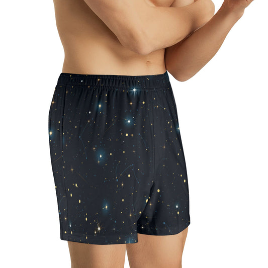 Constellation Men Pajama Shorts, Space Stars Galaxy Short Sleep Lounge PJ Bottoms Sleepwear Boxer Shorts Male Guys Pyjamas Soft - Starcove Fashion