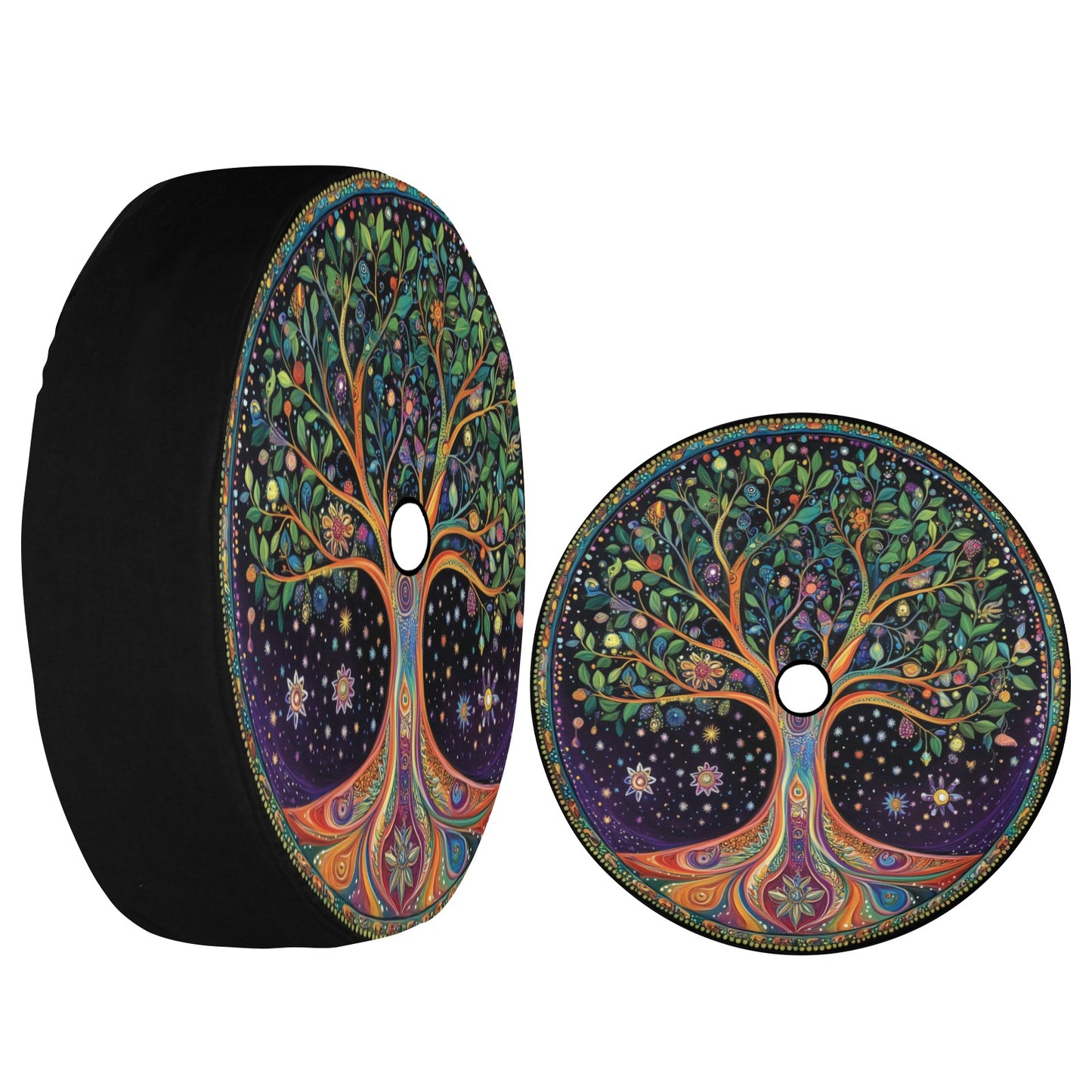 Tree Of Life Spare Tire Cover, Mandala Wheel Custom Unique Design Back Rear Wheel Camera Hole Truck SUV RV Off Road Men Women Lover Gift - Starcove Fashion