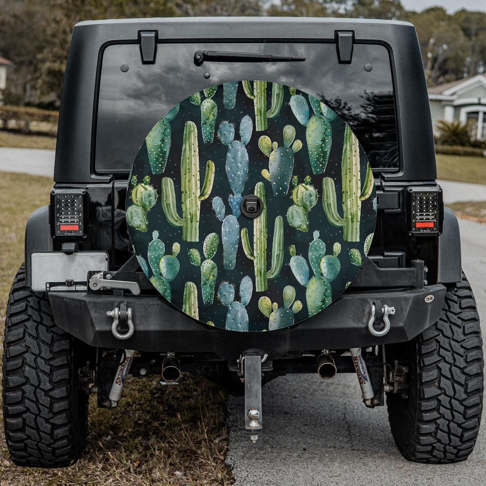 Cactus Spare Tire Cover, Succulent Backup Camera Hole Unique Back Extra Wheel Cars RV Men Women Girls Trailer Campers - Starcove Fashion