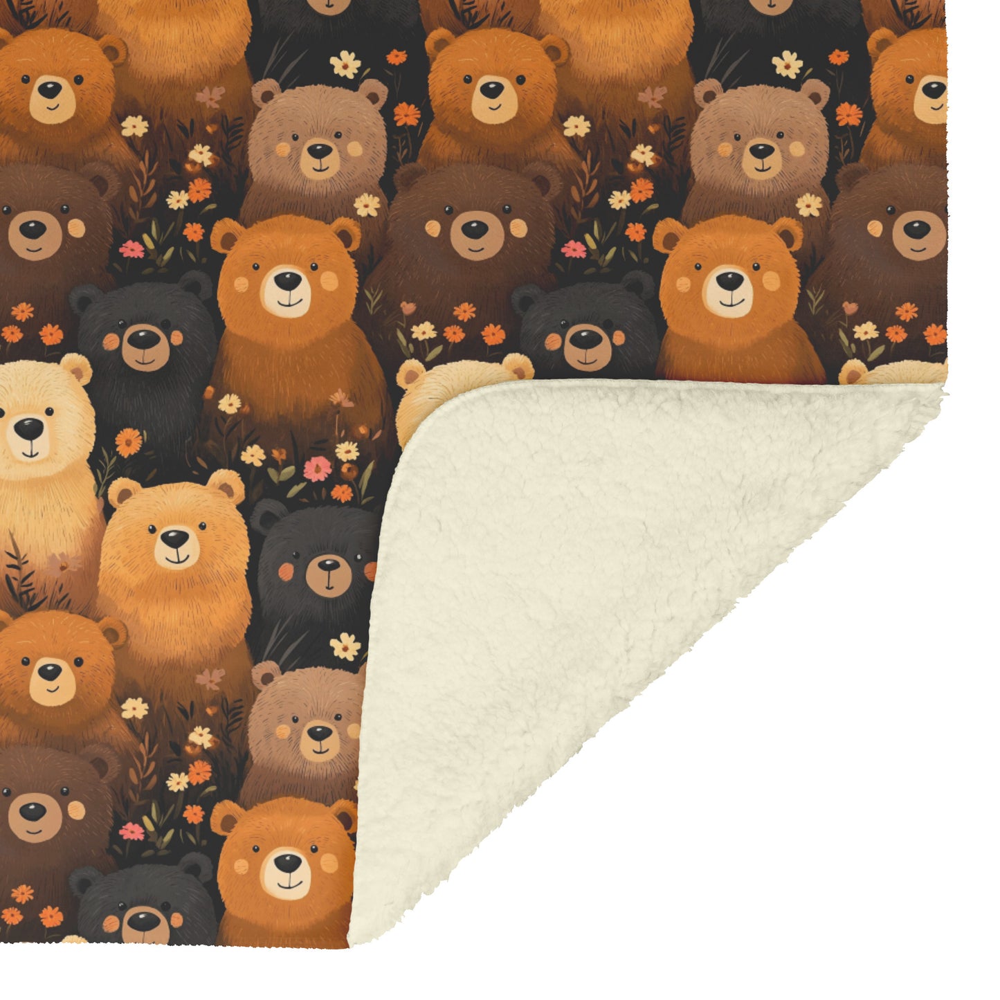Cute Bears Fleece Throw Blanket, Animal Brown Soft Plush Sherpa Fluffy Cozy Warm Adult Kids Small Large Sofa Bed 50x60 Decorative Faux Fur
