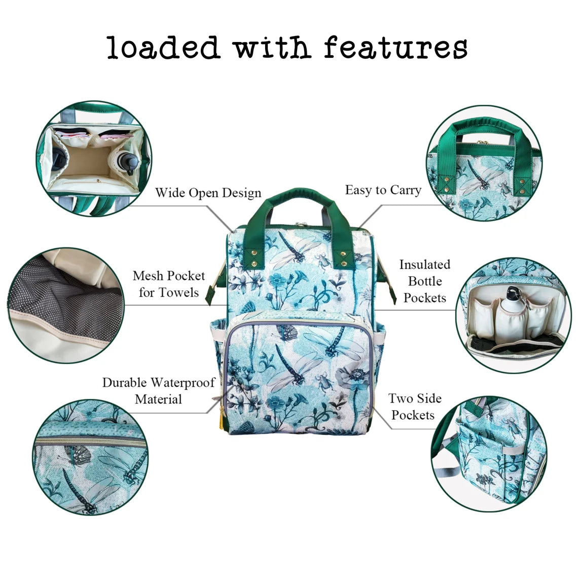 Custom Diaper Bag Backpack, Personalized Name Boho Rainbow Customized Baby Girl Waterproof Insulated Pockets Stylish Mom Designer Men Women Starcove Fashion