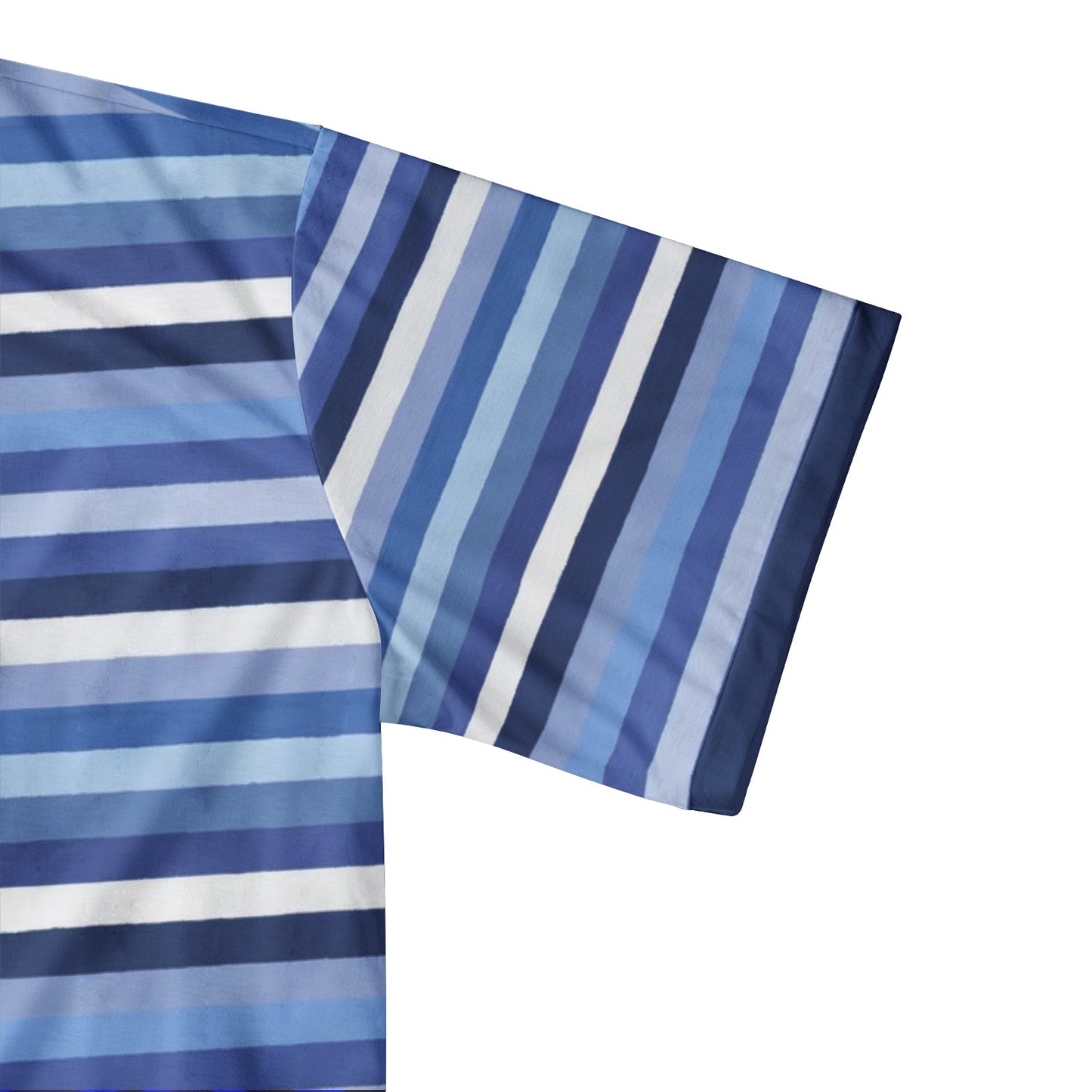 Blue White Striped Men Polo Shirt, Horizontal Stripe Guys Golf Casual Summer Buttoned Down Up Collared Short Sleeve Sports Tshirt Tee Top