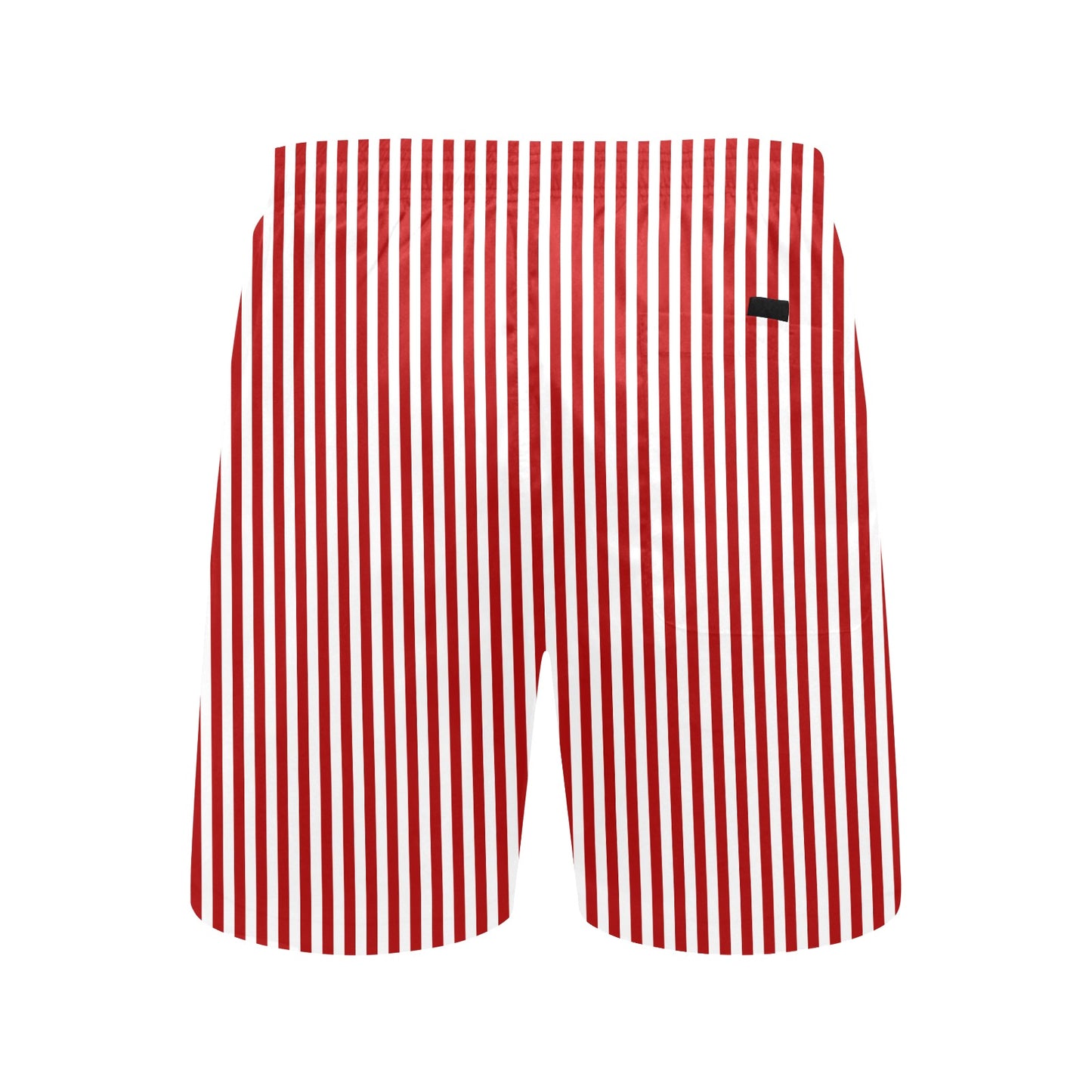Red White Striped Men Swim Trunks, Mid Length Shorts Beach Pockets Mesh Lining Drawstring Boys Casual Bathing Suit Plus Size Swimwear