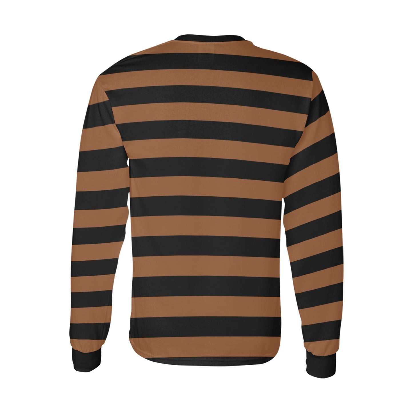 Black and Brown Striped TShirt Men Long Sleeve, Graphic Vintage Retro Stripes Crewneck Unisex Women Halloween Punk Grunge Designer Tee - Starcove Fashion