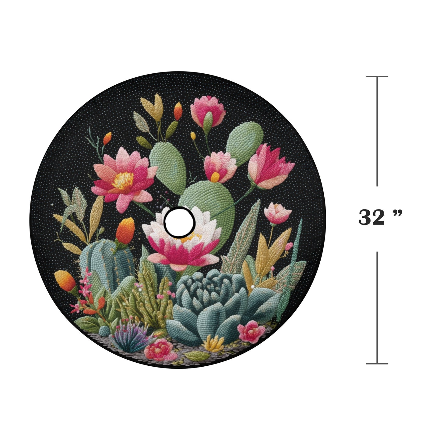 Cactus Succulent Spare Tire Cover, Floral Botanicals Flowers Faux Embroidery Rear Extra Backup Camera Hole Wheel RV Cars RV Trailer Campers - Starcove Fashion