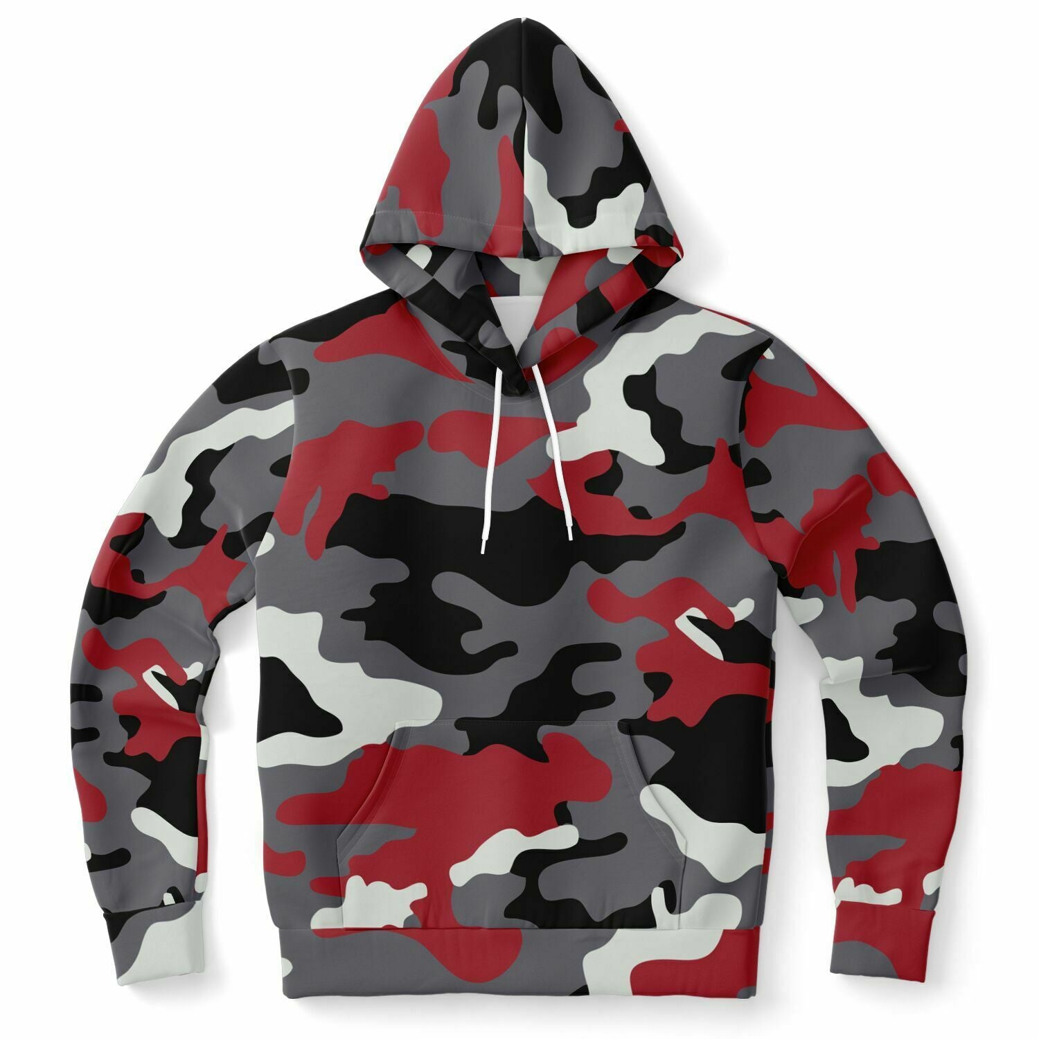 Red Grey Black Camo Hoodie, Camouflage Pullover Men Women Adult