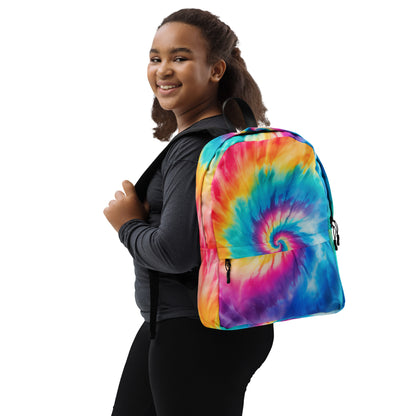 Rainbow Tie Dye Backpack, 15" Laptop Men Women Kids Gift Him Her School College Waterproof Pockets Aesthetic Canvas Bag