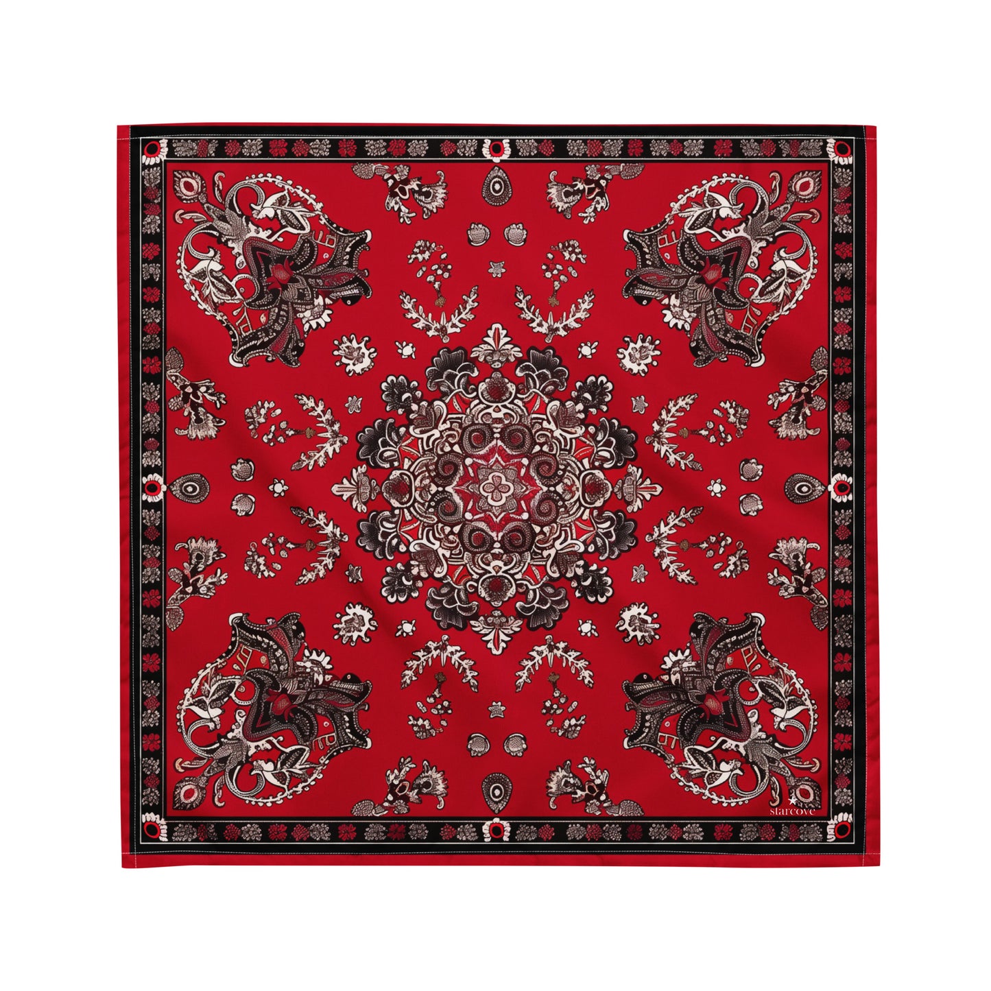 Red Black White Bandana Headband Scarf, Paisley Women Men Female Ladies Hair Male Dog Neck Head Kerchief Printed Designer