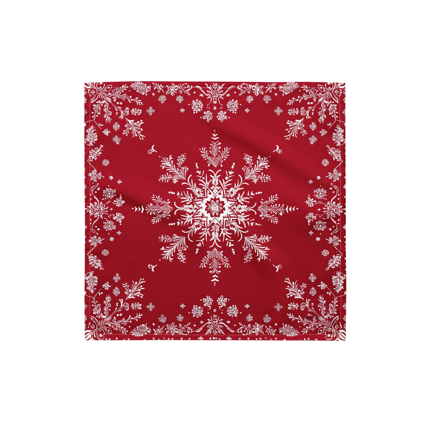 Red White Snowflake Bandana Headband Scarf, Christmas Xmas Winter Women Men Female Ladies Male Dog Neck Head Kerchief Designer Small Large - Starcove Fashion