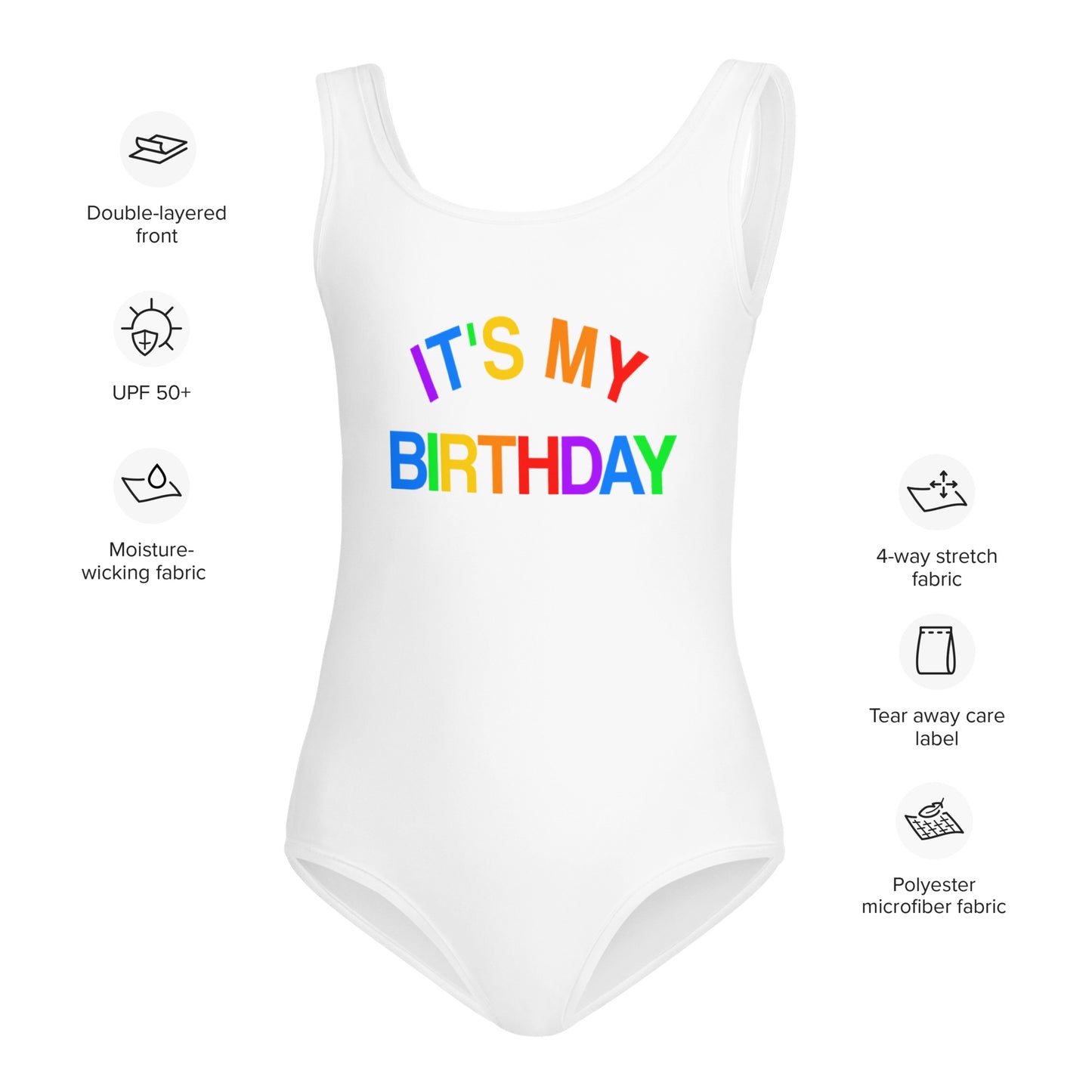 It's My Birthday Girls Swimsuit, Kids Bathing Suit Toddler Personalized Custom One Piece Rainbow Little Baby Party Swim Suit Swimwear Starcove Fashion