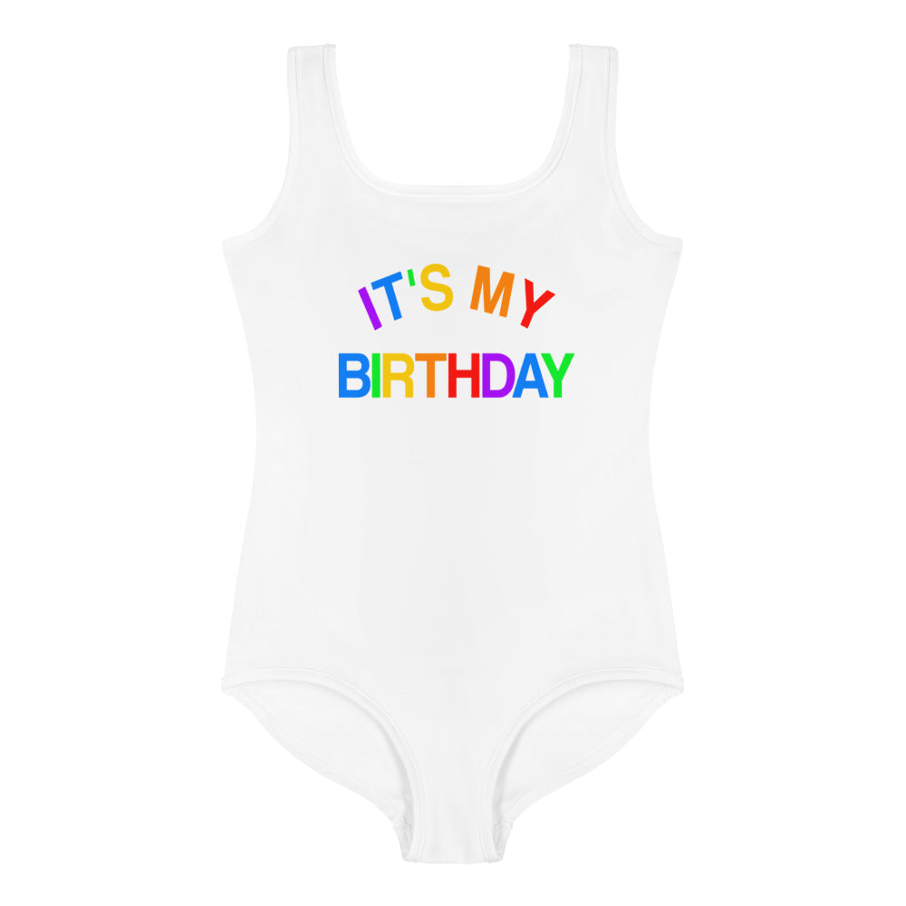 It's My Birthday Girls One Piece Swimsuit, Colorful Rainbow Toddler Kids Girl White Bathing Suit Kids Baby Pool Beach Party Swim Suit Swimwear Starcove Fashion