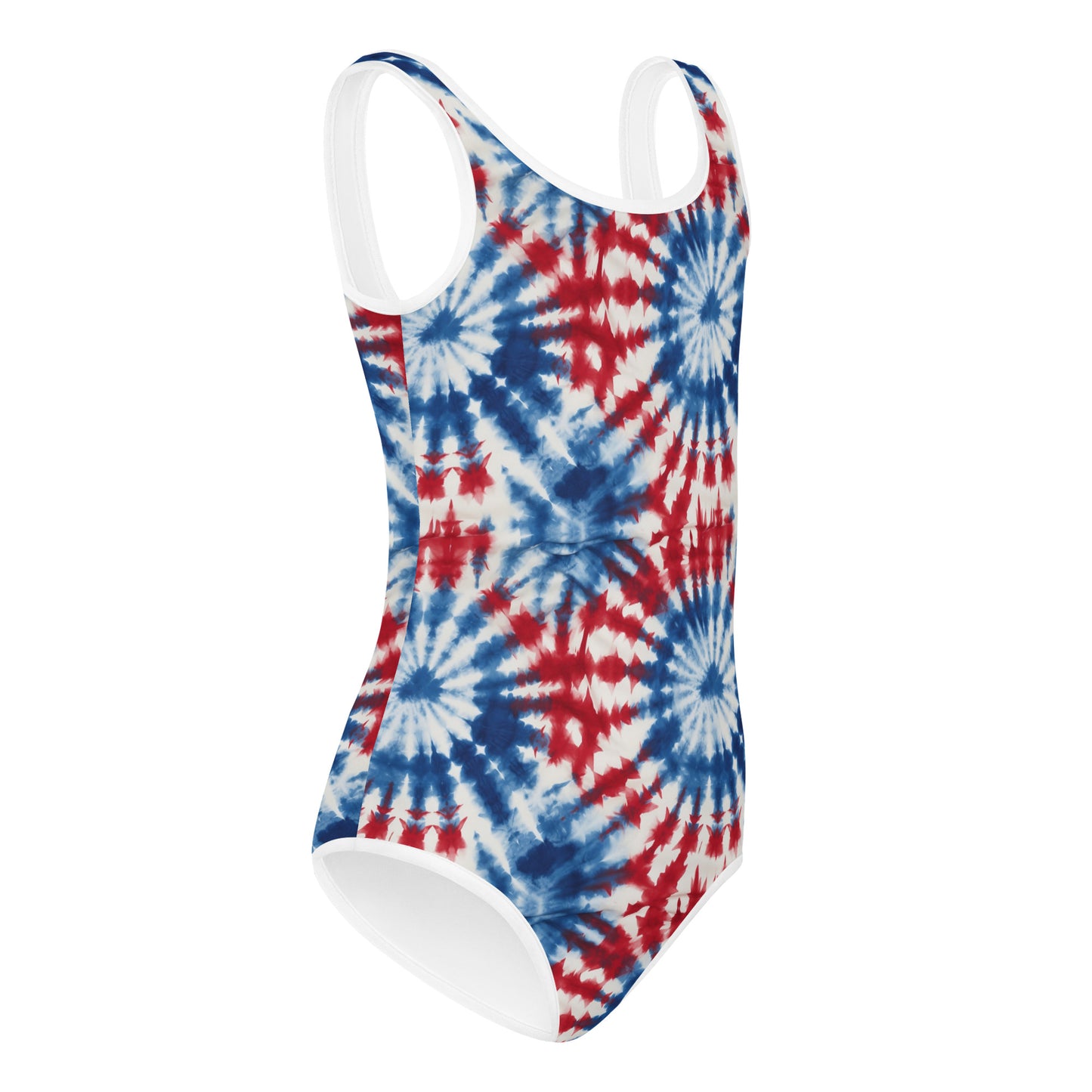 Red White Blue Tie Dye Little Girl Kids Swimsuits (2T - 7), Patriotic USA Toddler One Piece Bathing Suit Swimming Swim Children Swimwear Starcove Fashion