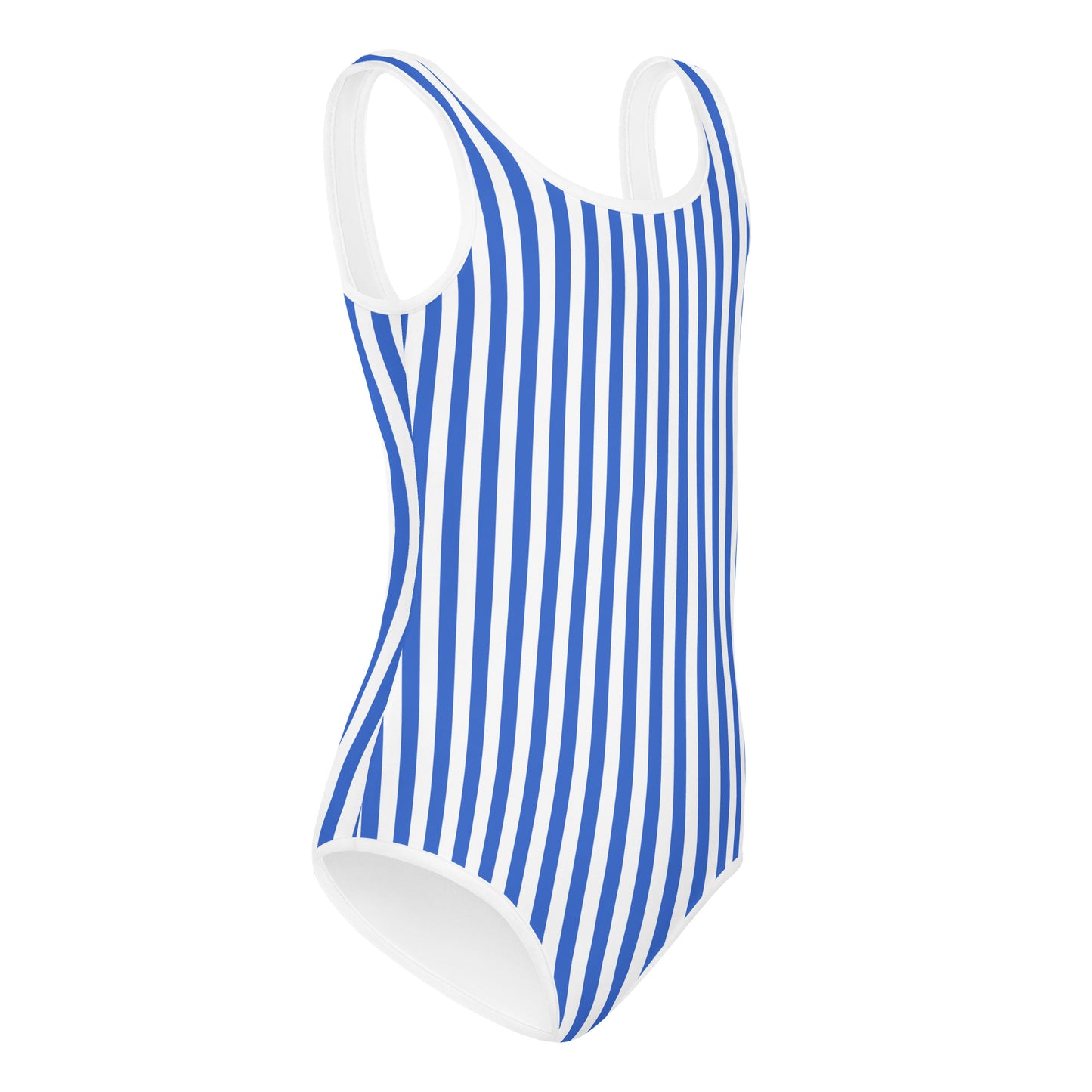 Blue Little Girl Kids Swimsuits (2T - 7), Vertical Striped Toddler One Piece Bathing Suit Swimming Swim Children Swimwear