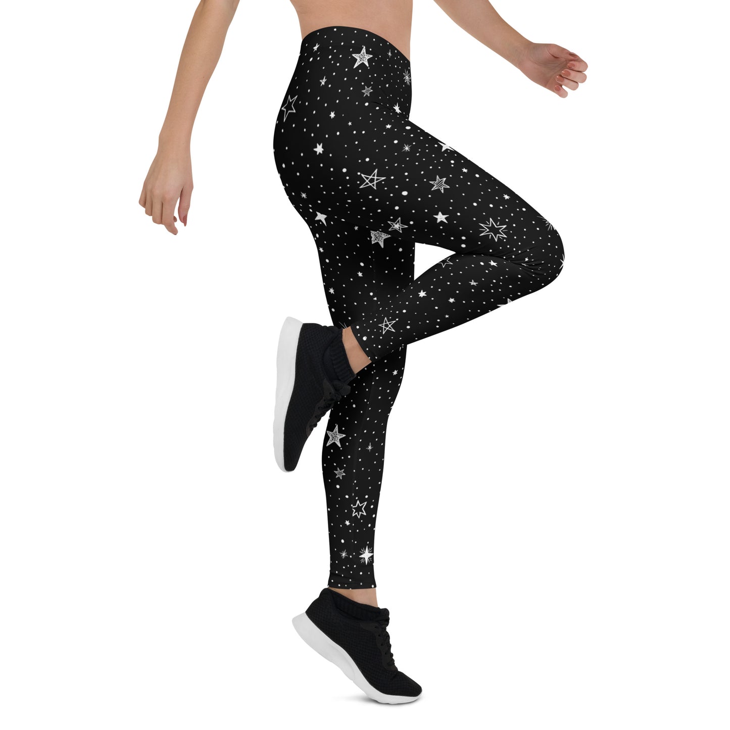 Stars Leggings Women Ladies, Black White Printed Yoga Pants Cute Graphic Workout Running Gym Fun Designer Tights Gift Starcove Fashion