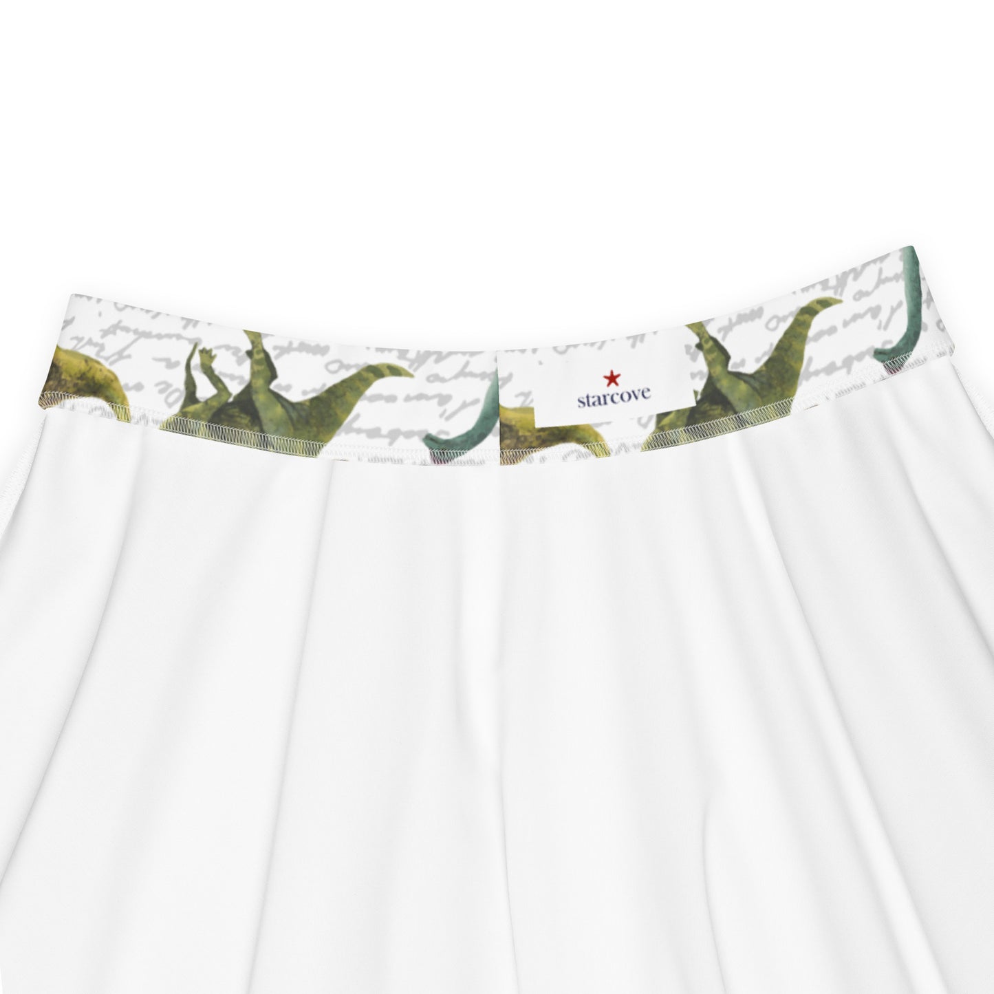 Dinosaur Dino Print Skirt Women, Fun Animal White Mini Boho Festival Cute Party High Waisted Skater Circle Ladies Vintage Summer Workout - Starcove Fashion