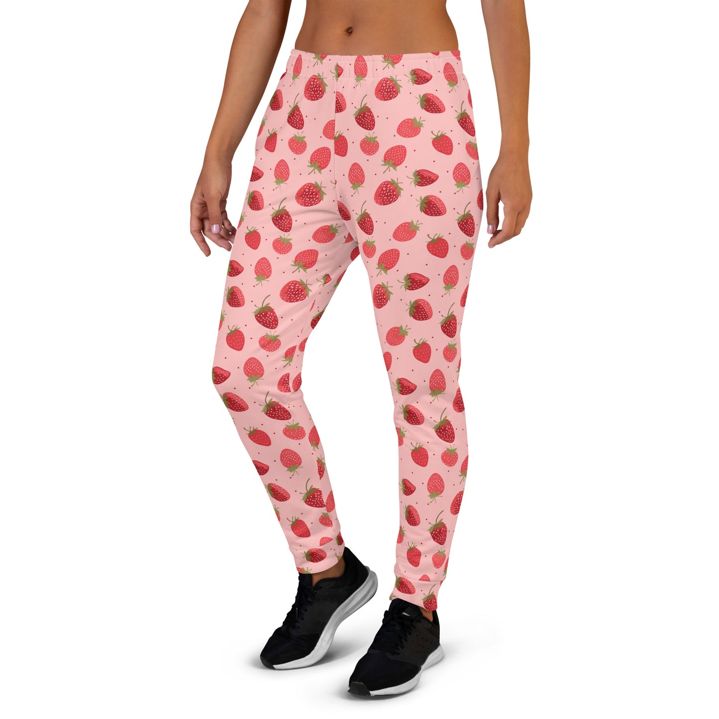 Strawberry Women Joggers Sweatpants with Pockets, Red Pink Fruit Fleece Fun Comfy Cotton Sweats Girls Ladies Pants Loungewear Starcove Fashion