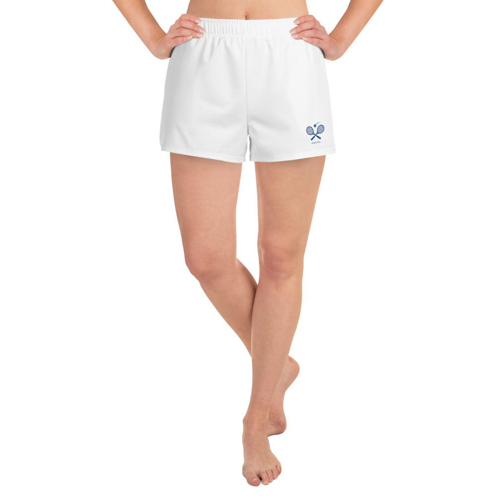 White Tennis Shorts Women with Ball Pockets, Athletic Vintage