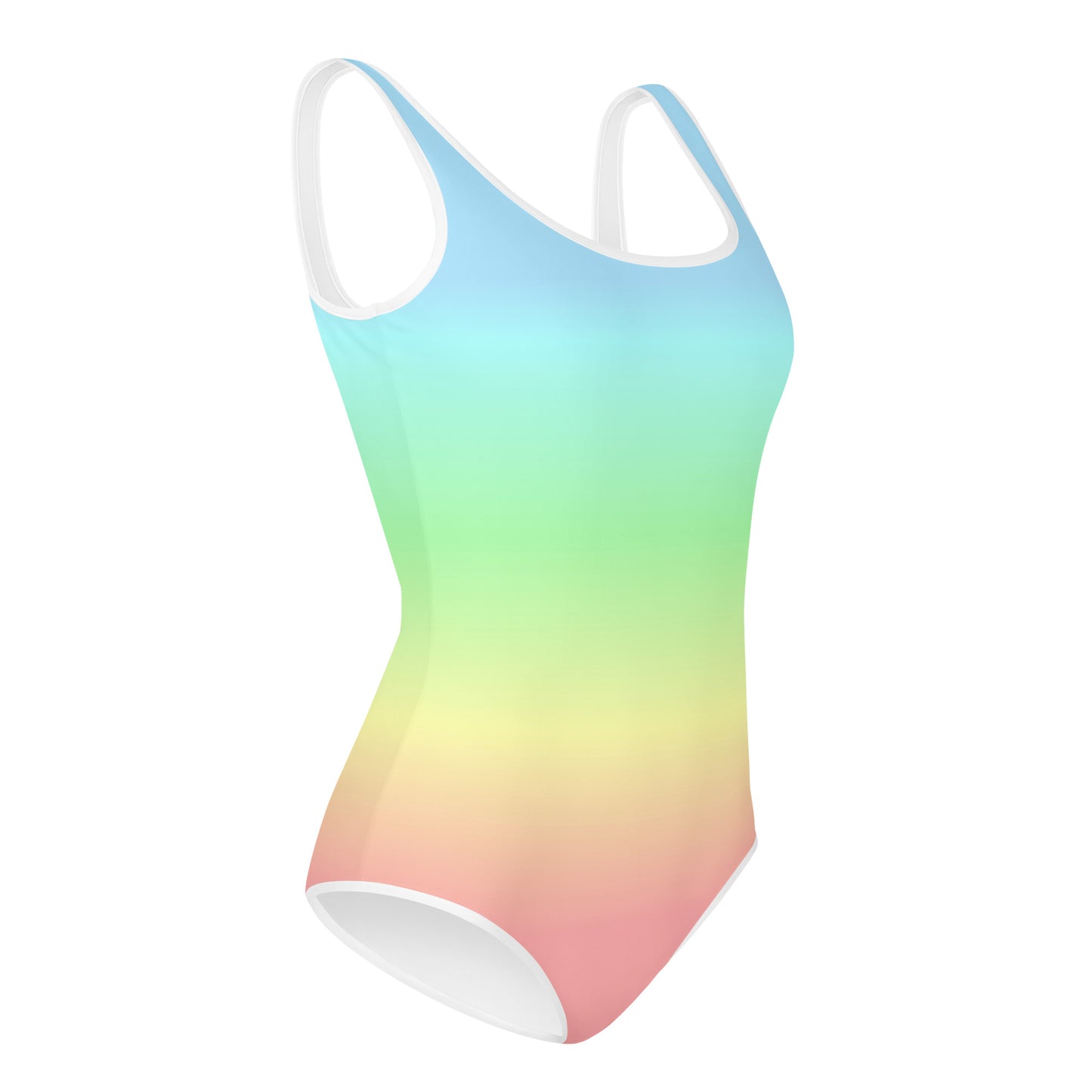 Pastel Rainbow Girls Swimsuits, Colorful Ombre Tie Dye Kids Jr Junior Tween Teen One Piece Bathing Suit Young Swimwear Starcove Fashion