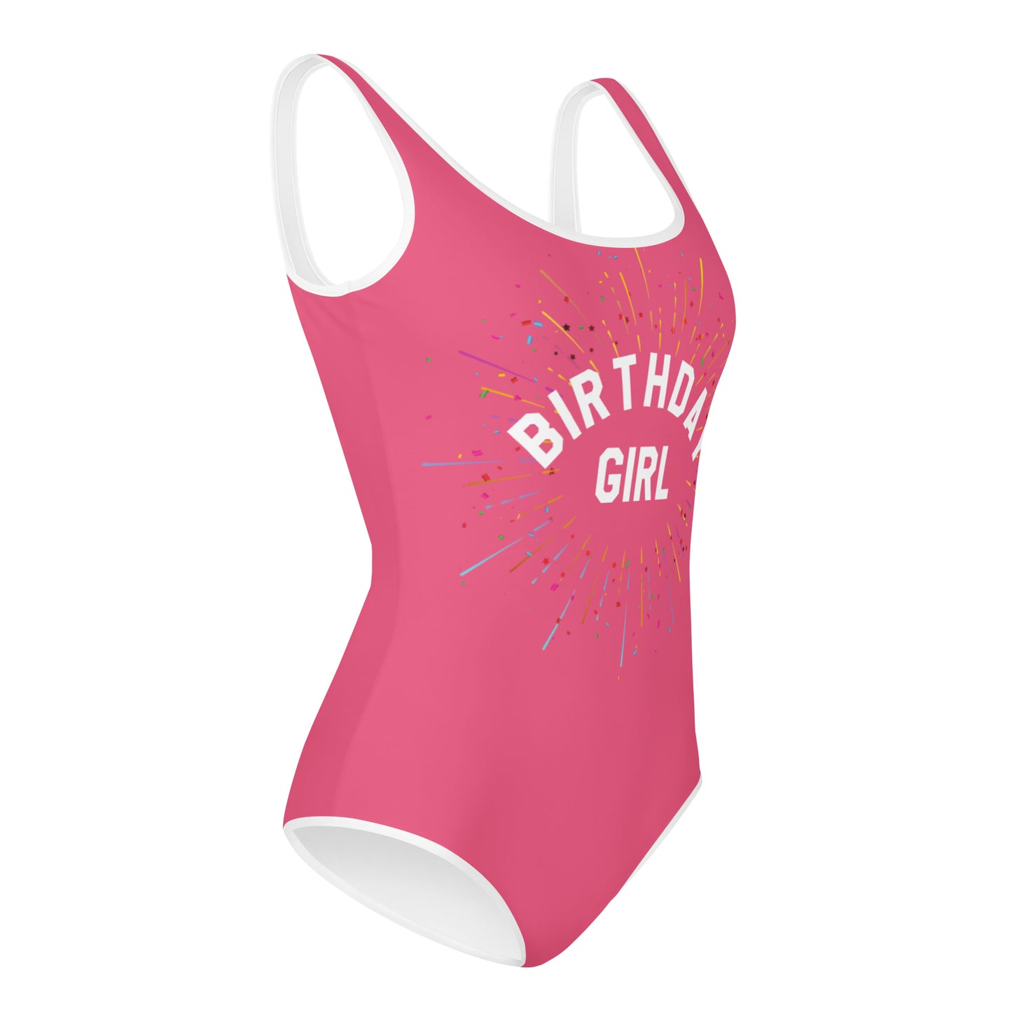 Birthday Girl Swimsuit, Youth One Piece Kids Bathing Suit, Fushia Birthday Party Swimwear Swim, Custom Personalized Outfit Gift