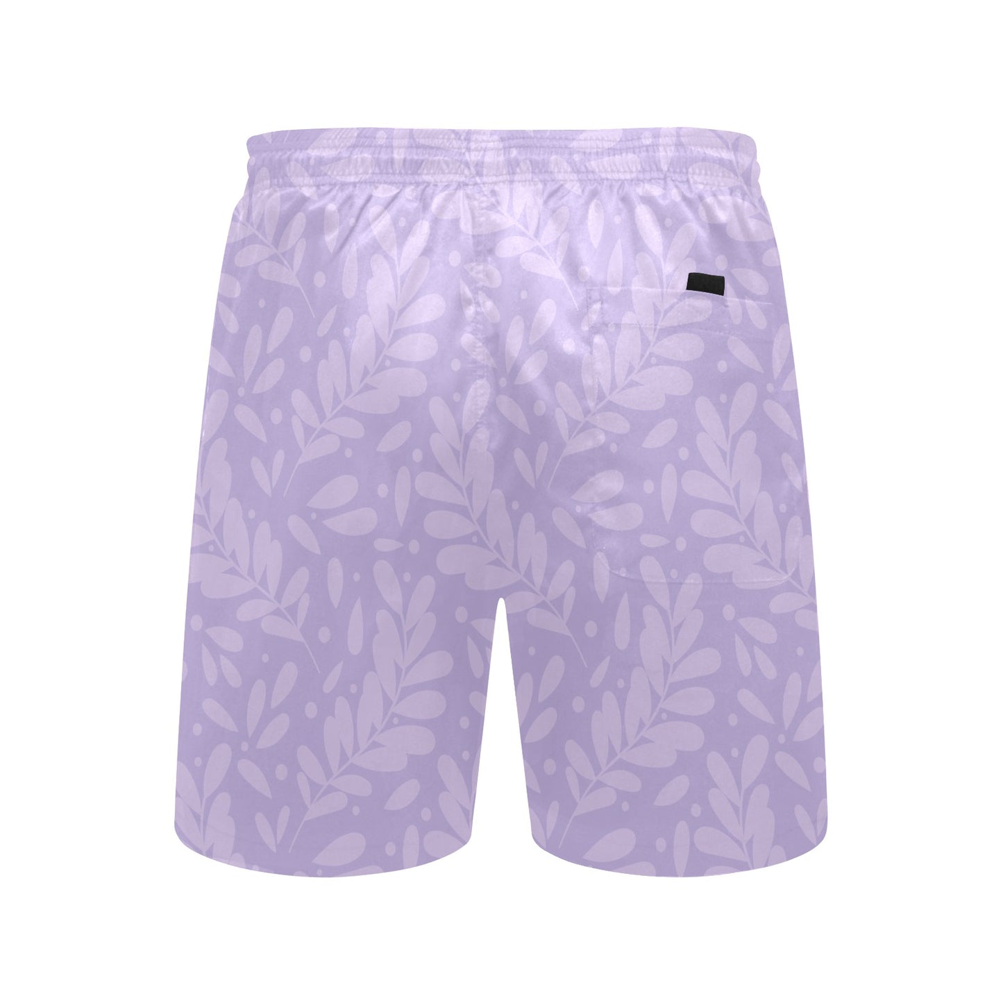 Lilac Leaves Men Swim Trunks Shorts, Lavender Purple Beach Front Back Pockets Mesh Drawstring Male Casual Bathing Suit Summer Swimwear - Starcove Fashion