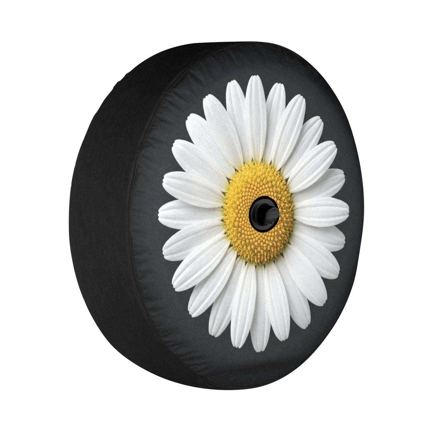 White Daisy Car Spare Tire Cover, Floral Flower Back Rear Extra Wheel Black Camera Hole Unique Women RV Camper Auto Trailer Motorhome - Starcove Fashion