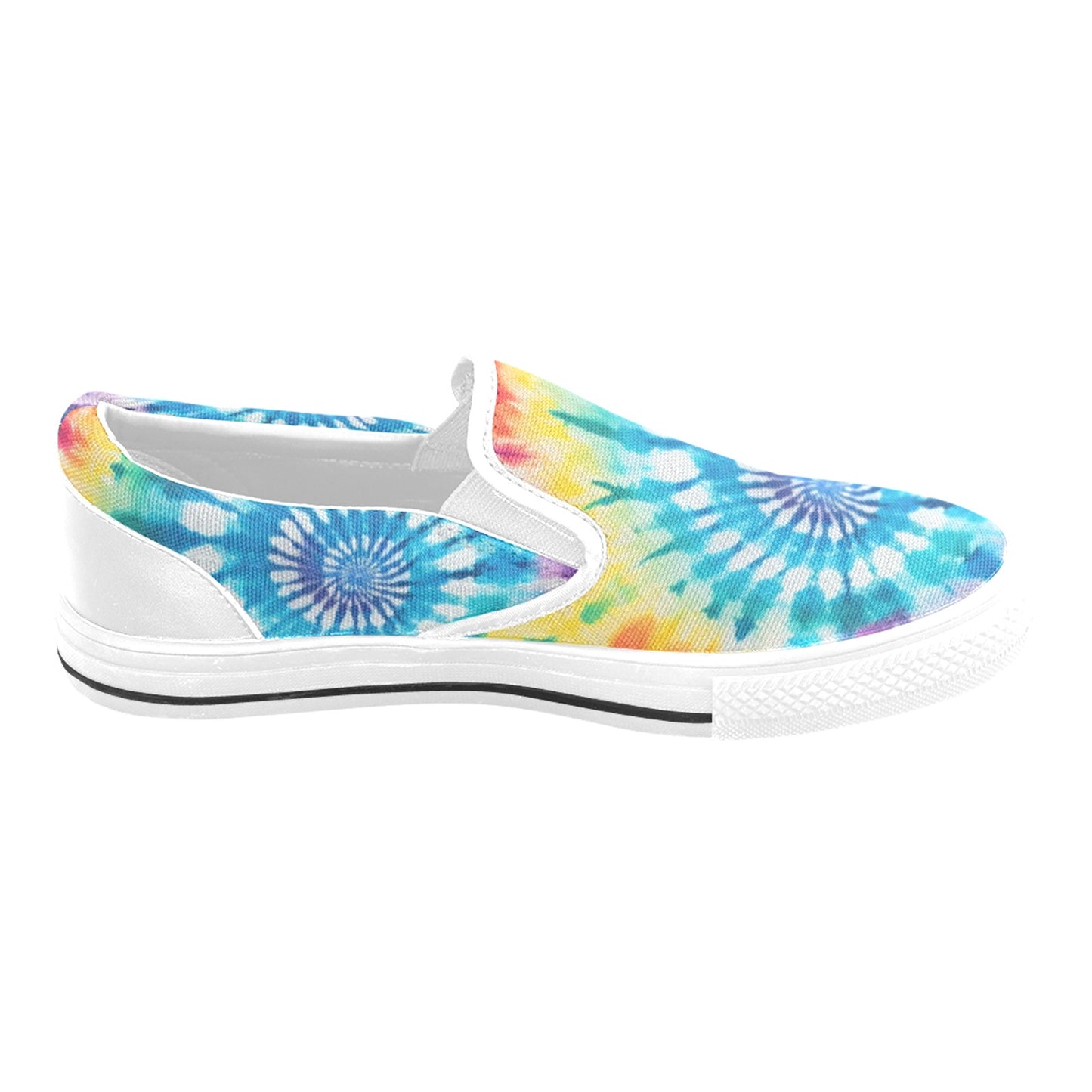 Blue Tie Dye Women Slip On Shoes, Canvas Festival Sneakers White Low Top Casual Ladies Aesthetic Designer Flat Slide On - Starcove Fashion