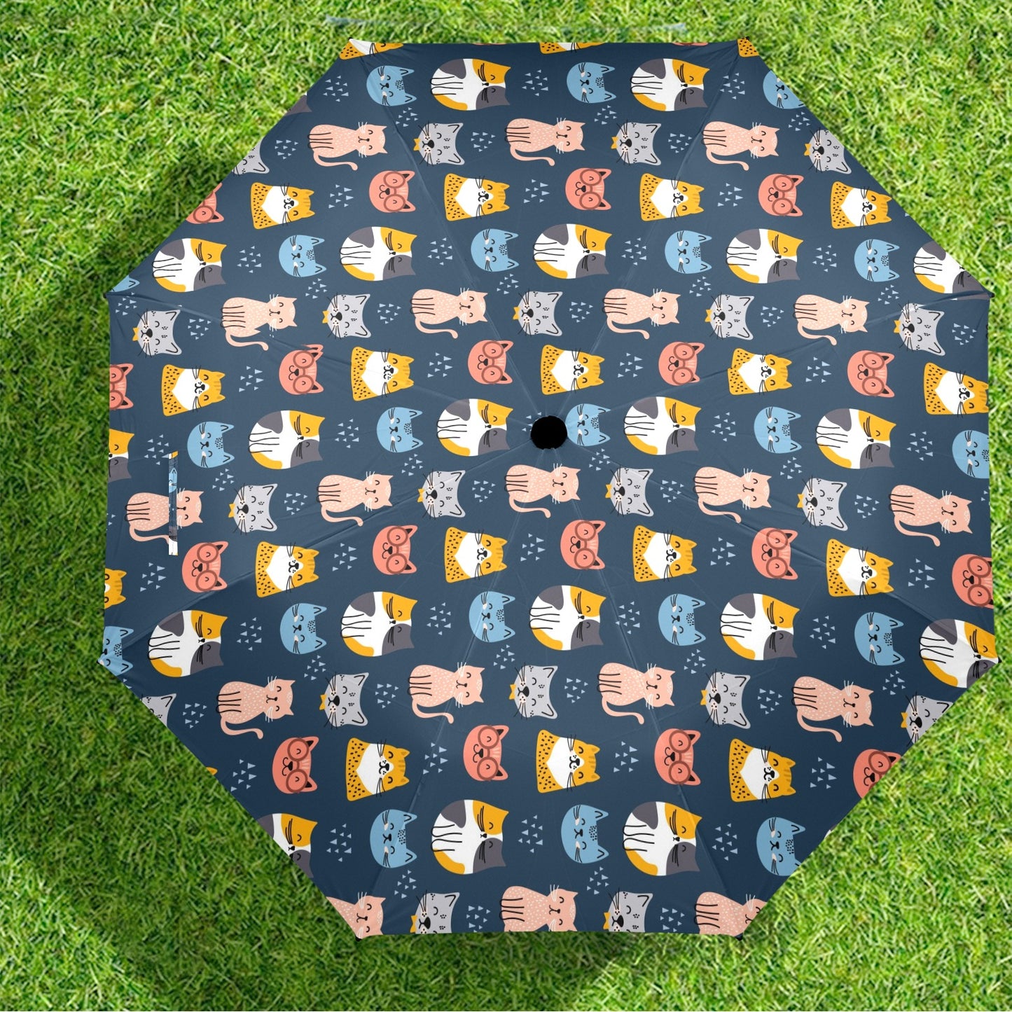 Cats Umbrella, Kittens Golf Anti-UV Semi-Automatic Sun Beach Rain Parasol Large Compact Travel Windproof Designer Vintage Luxury Men Women