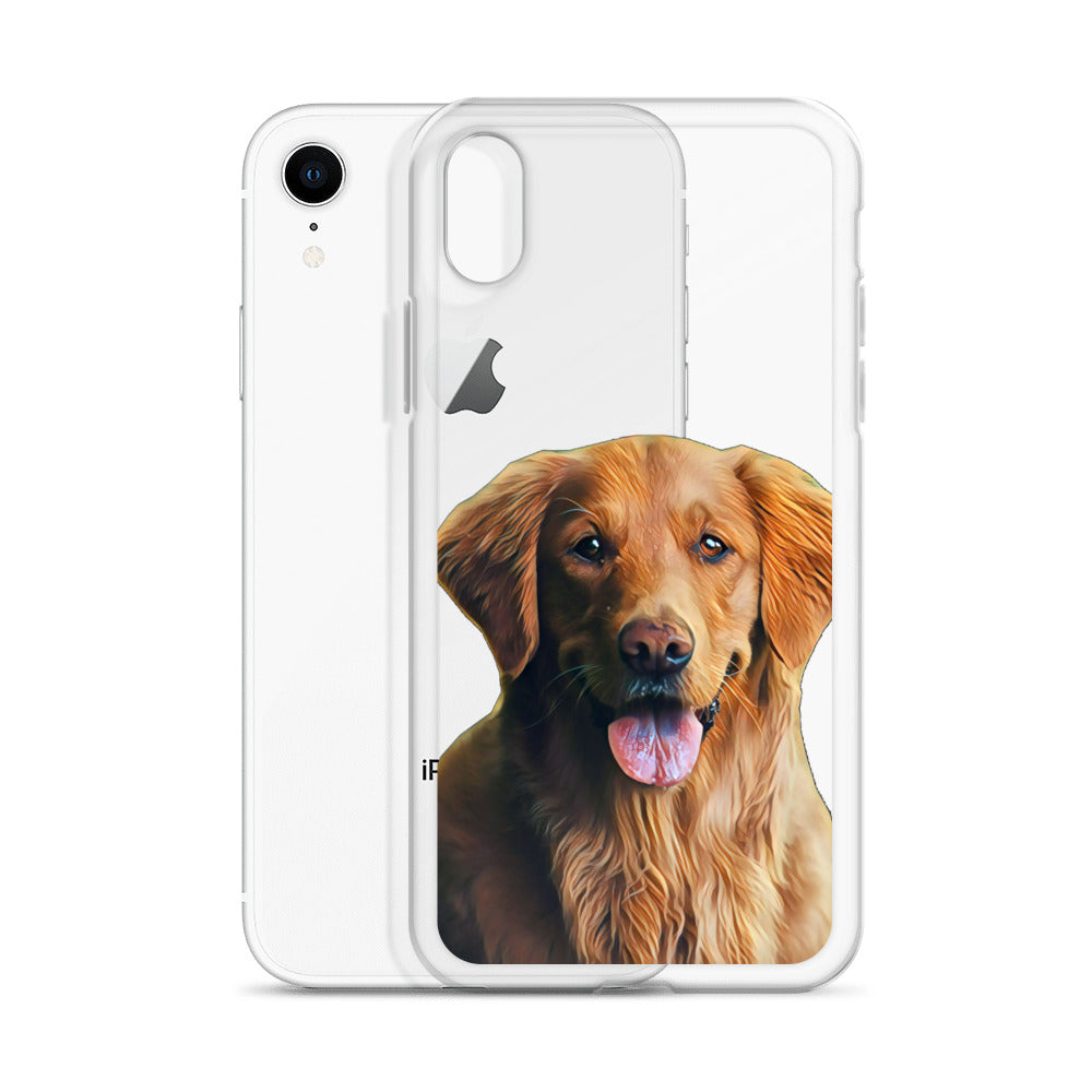 Custom Pet Portrait Clear Phone Case, iPhone 15 14 13 12 11 Pro Max Mini 8 7 X Xr Plus Dog Lover Owner Painting Personalized Transparent