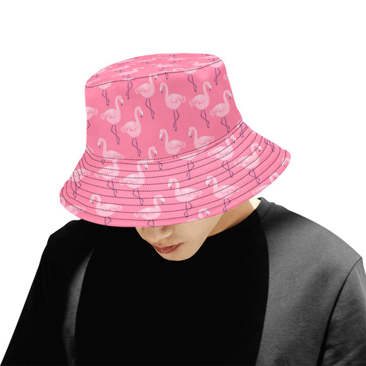 Pink Flamingo Bucket Hat, Golf Cool Retro Vintage Summer Festival Cute Women Men Reversible Designer Beach Sun Shade Ladies