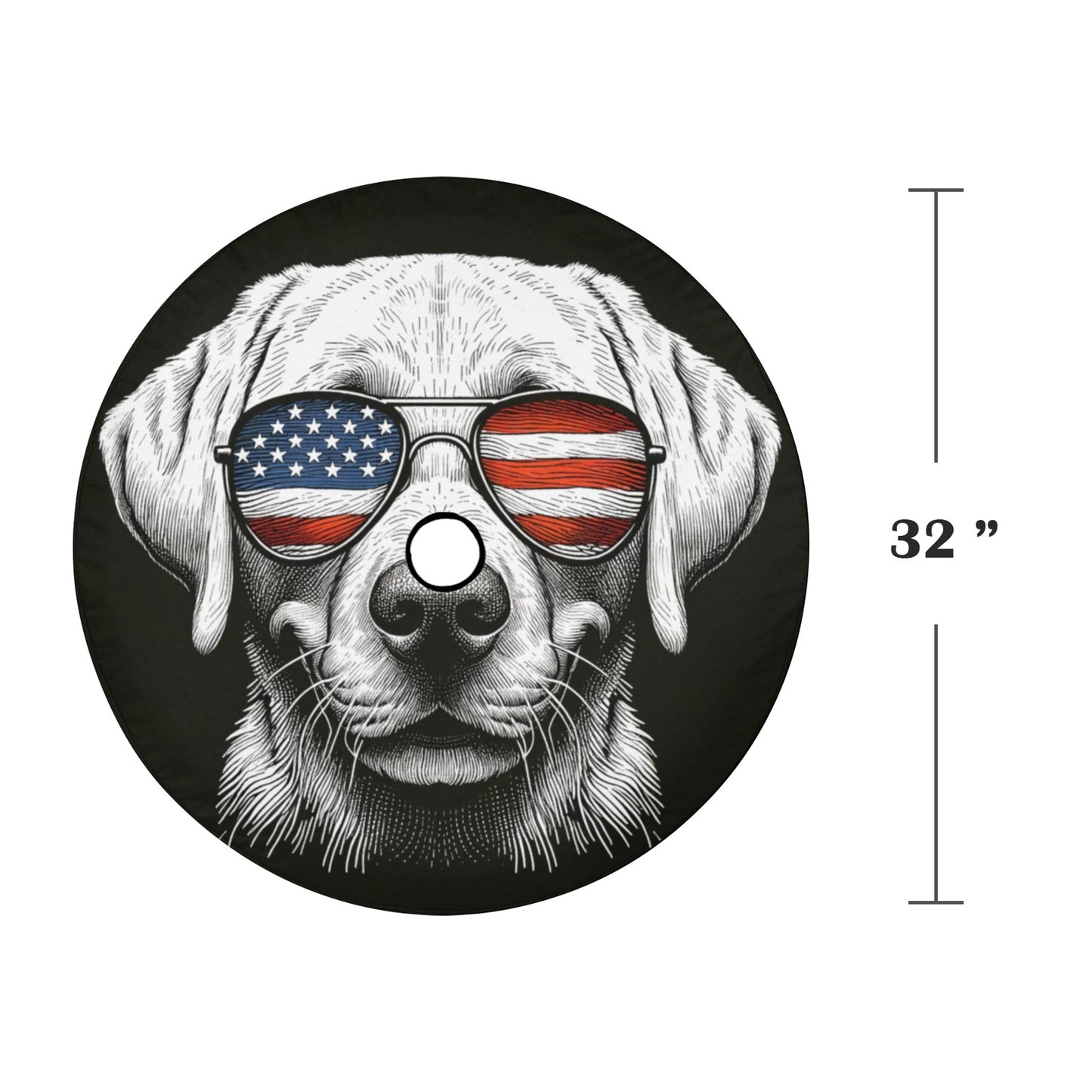 Dog American Flag Spare Tire Cover, Labrador Puppy Lab Retriever Cool Backup Camera Hole Wheel Unique RV Back Cars Men Women Trailer Campers