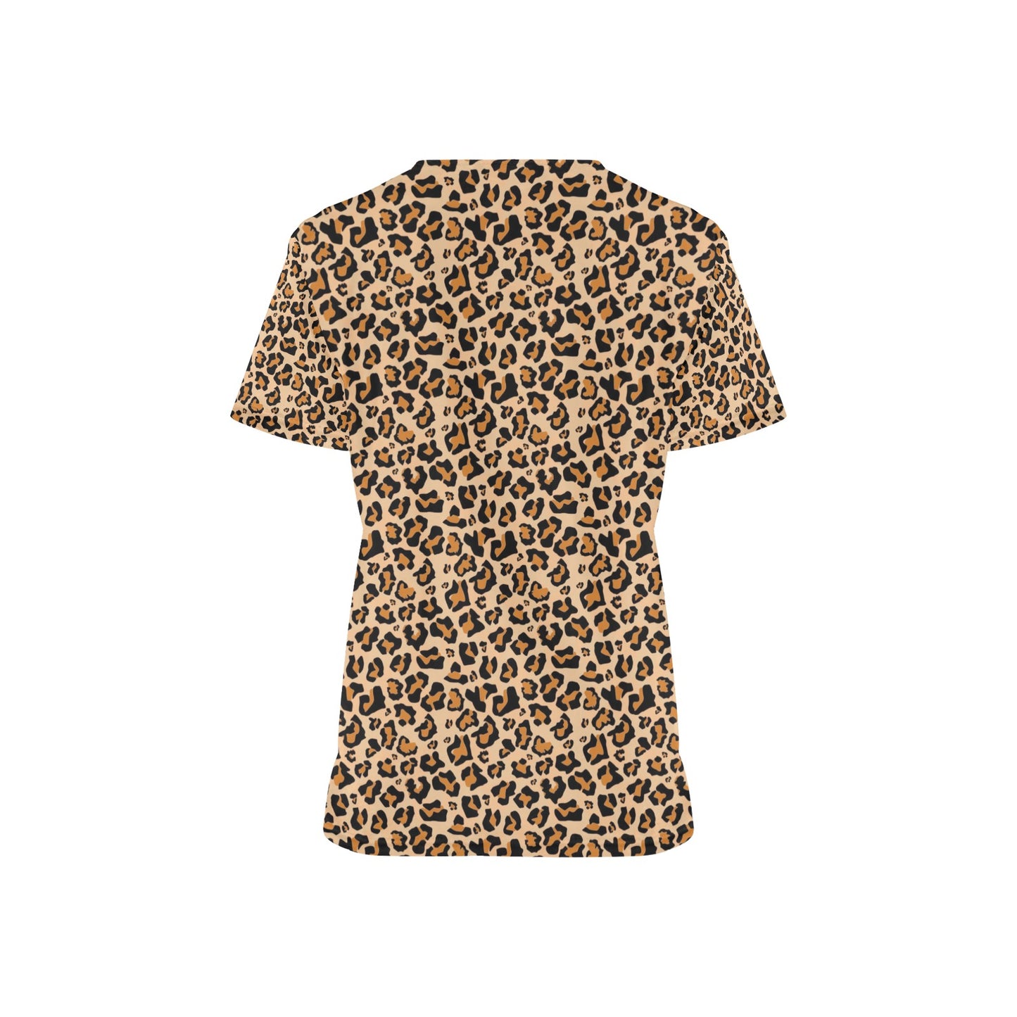 Leopard Medical Scrubs Top Women, Brown Animal Print Cheetah Ladies Female Plus Size Nursing Nurse Vet Veterinary Assistant Uniform Pockets