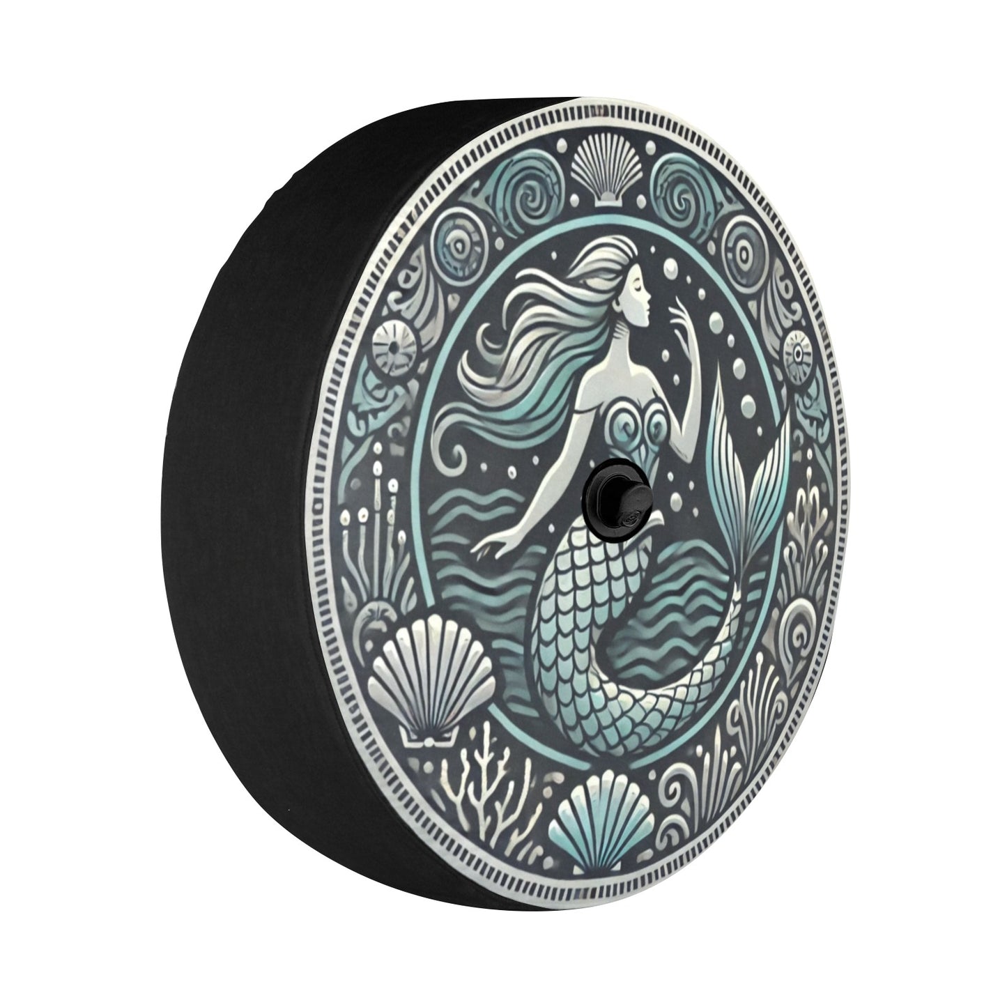 Mermaid Spare Tire Cover, Ocean Coral Sea Shells Backup Camera Hole Back Rear Wheel Accessories Custom Unique Design Trailer Camper RV Car - Starcove Fashion
